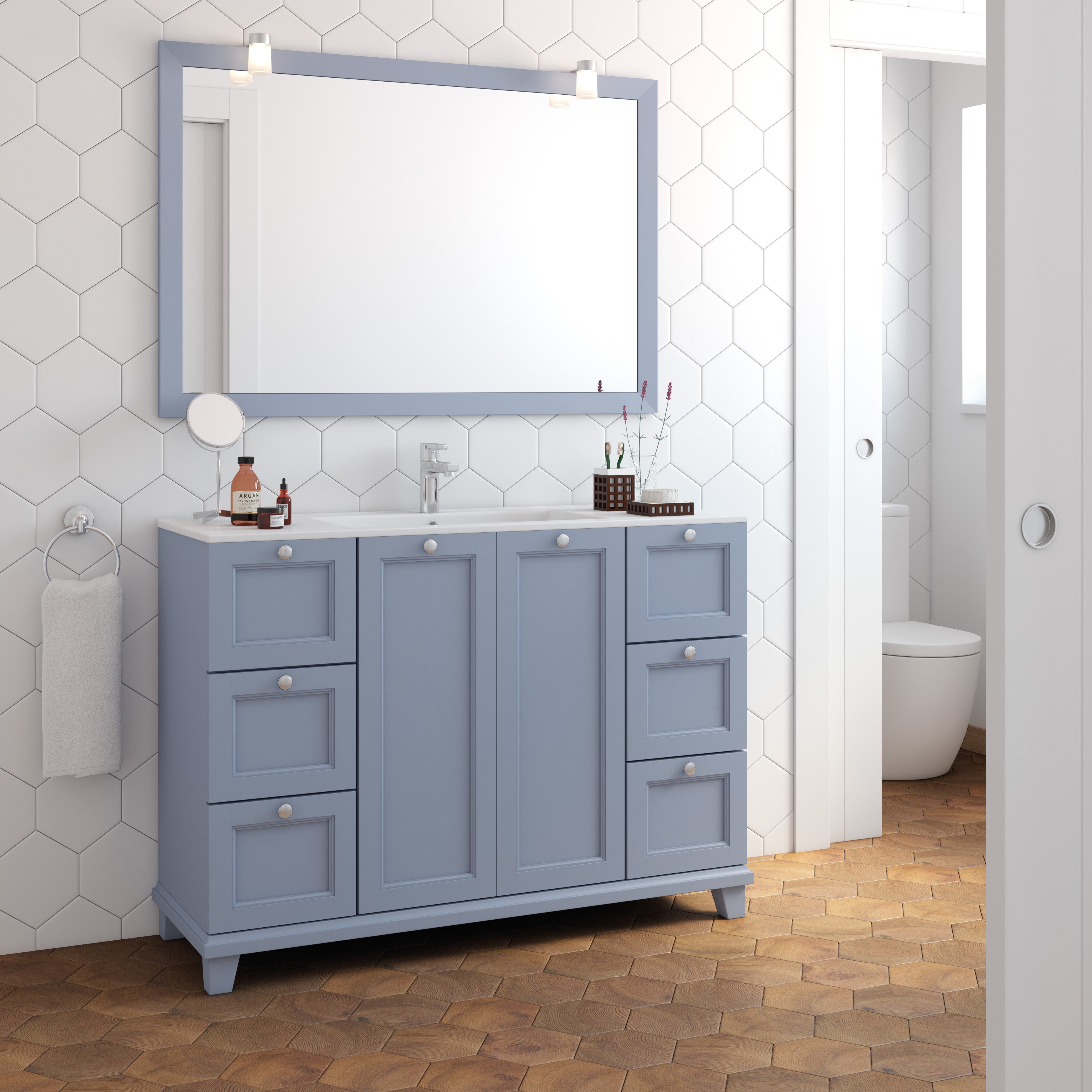 Mueble de baño Unike azul 125 x 48 cm Leroy Merlin