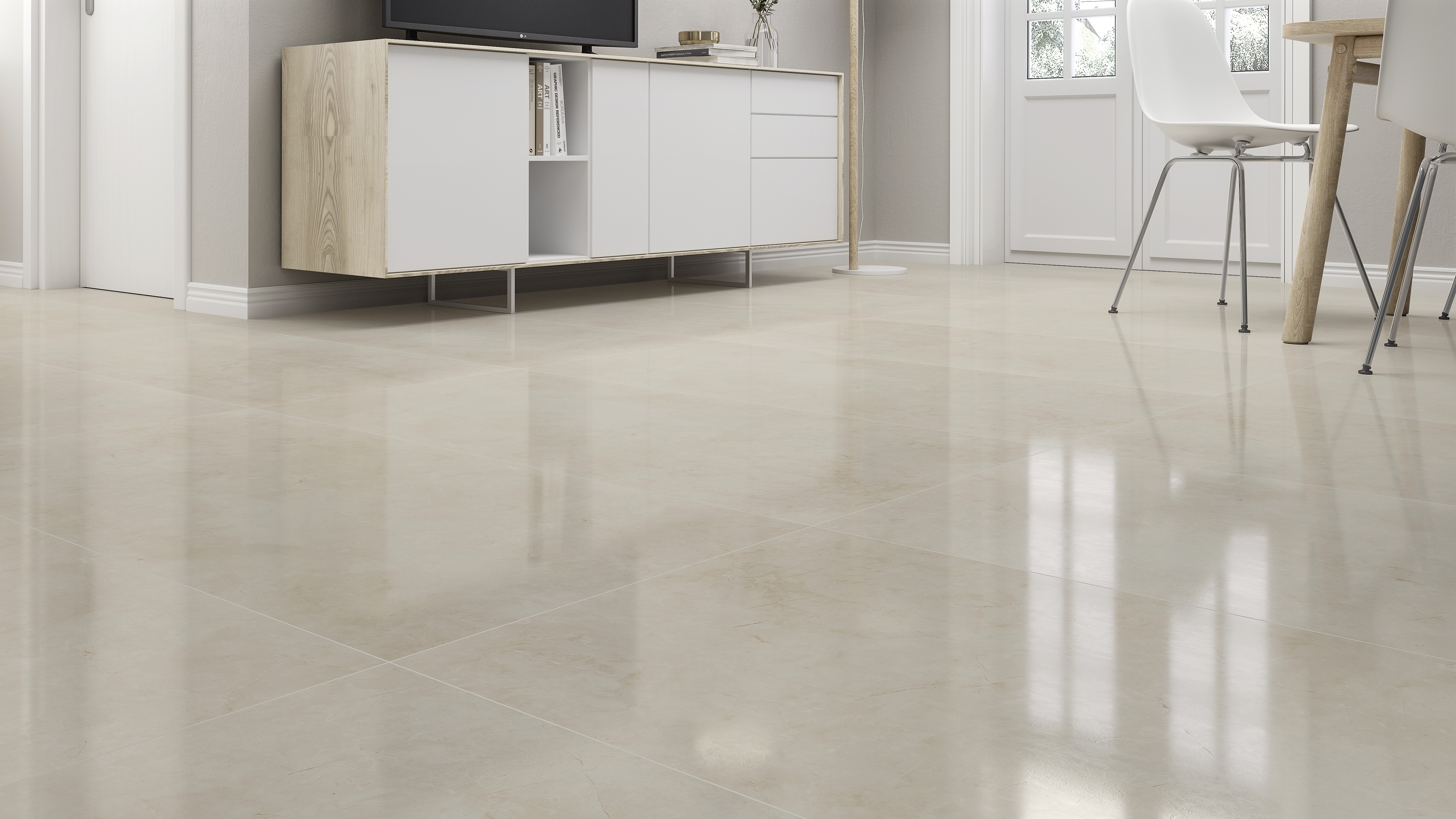 Suelo porcelánico ARTENS Marmi 60x120 cm beige interior Leroy Merlin