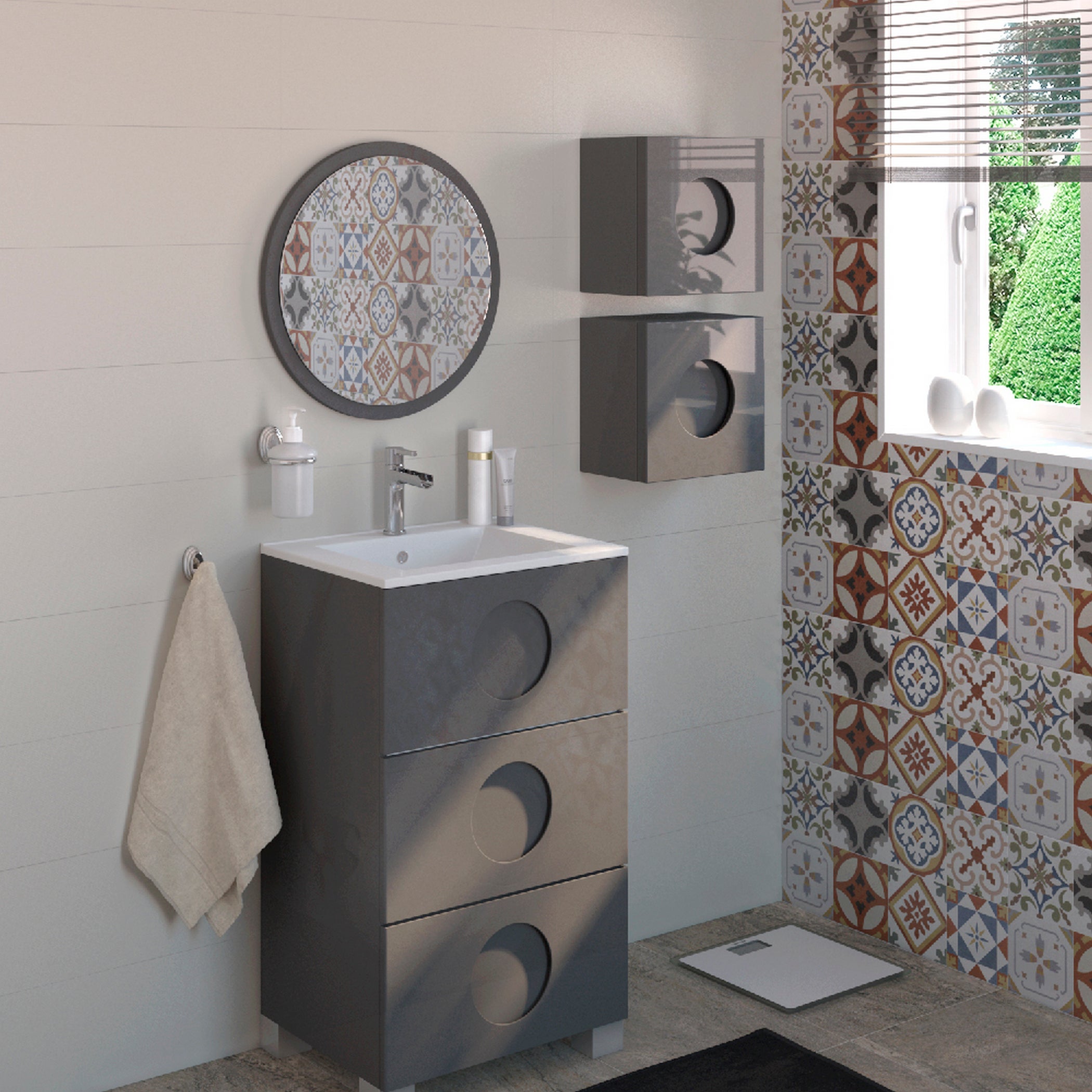 Mueble de baño con lavabo Sphere grafito 50x40 cm Leroy Merlin