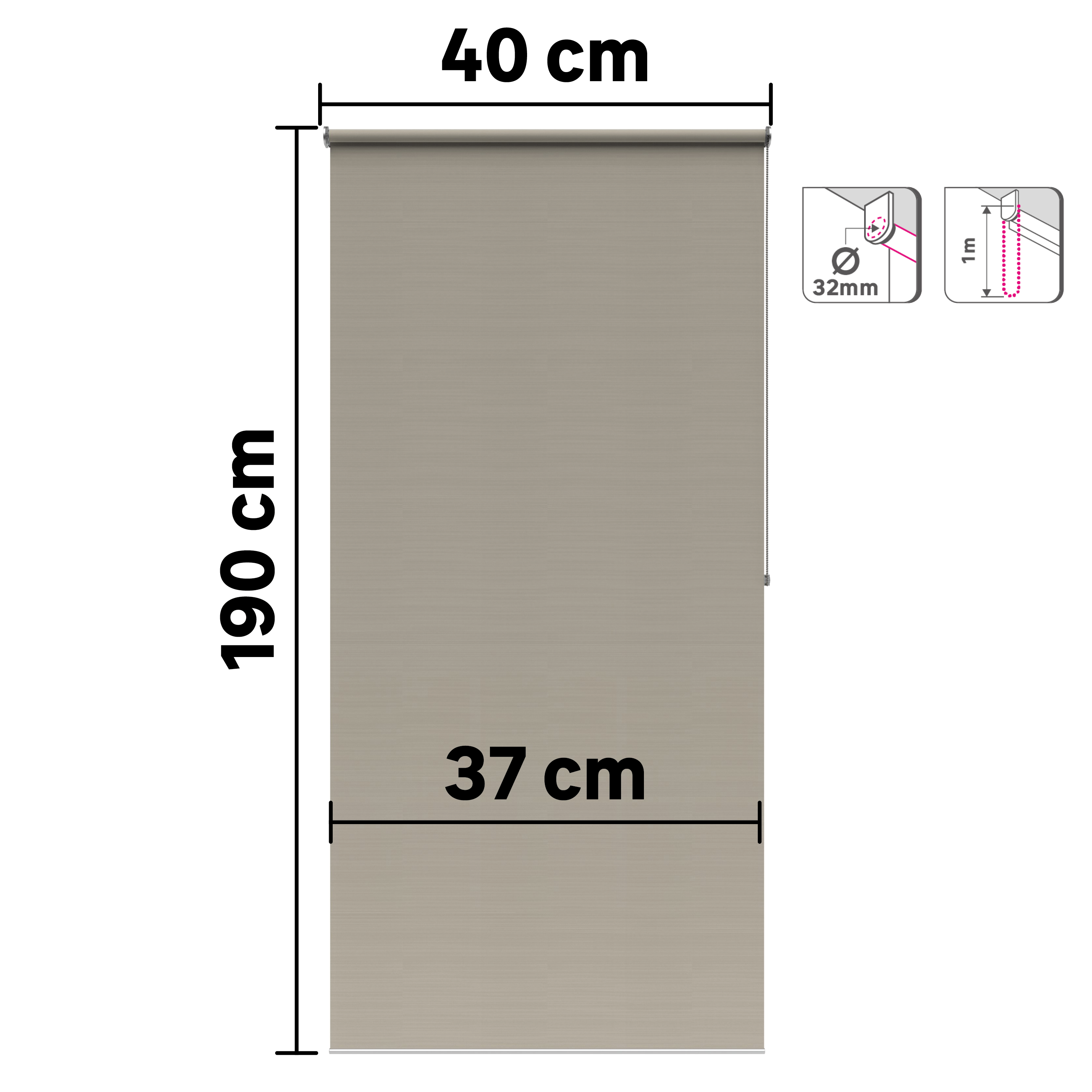 Estor enrollable opaco Bossa Moon marrón INSPIRE de 40x190cm Leroy Merlin