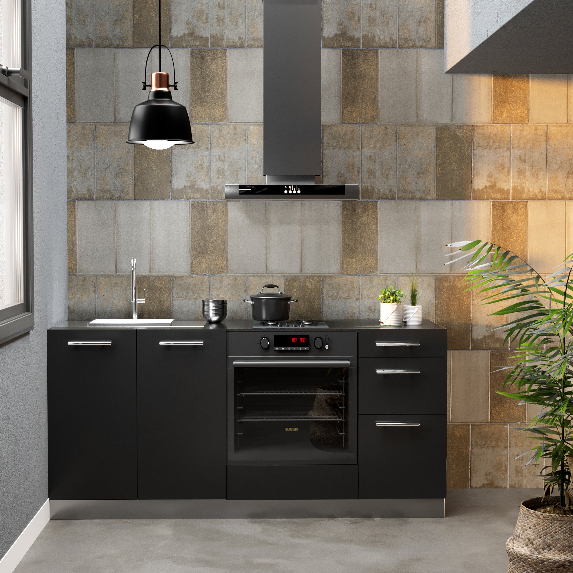 Cocina En Kit Delinea Id Soho Negro M Leroy Merlin