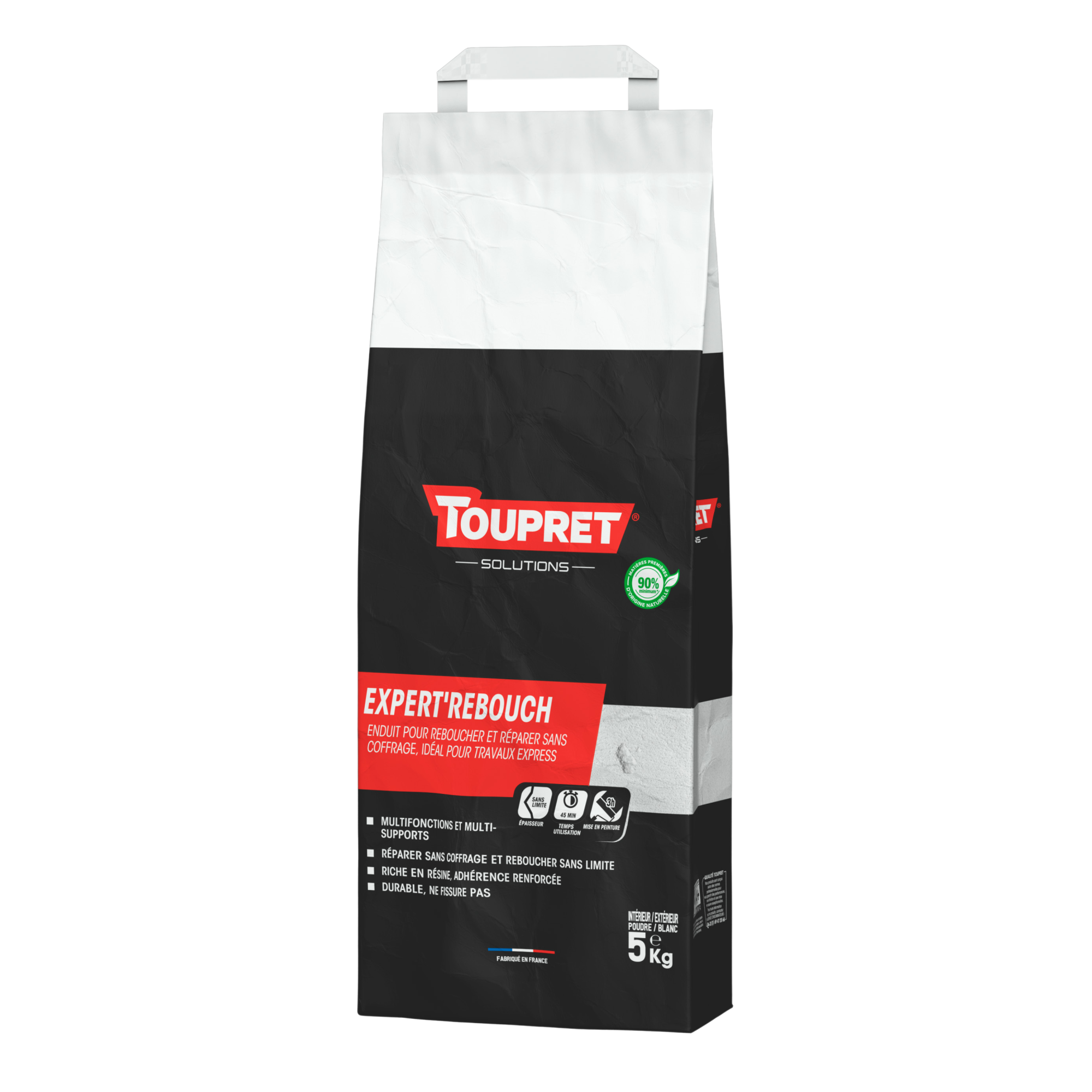 Enduit De Rebouchage En Poudre Haute Performance TOUPRET Blanc 5 Kg