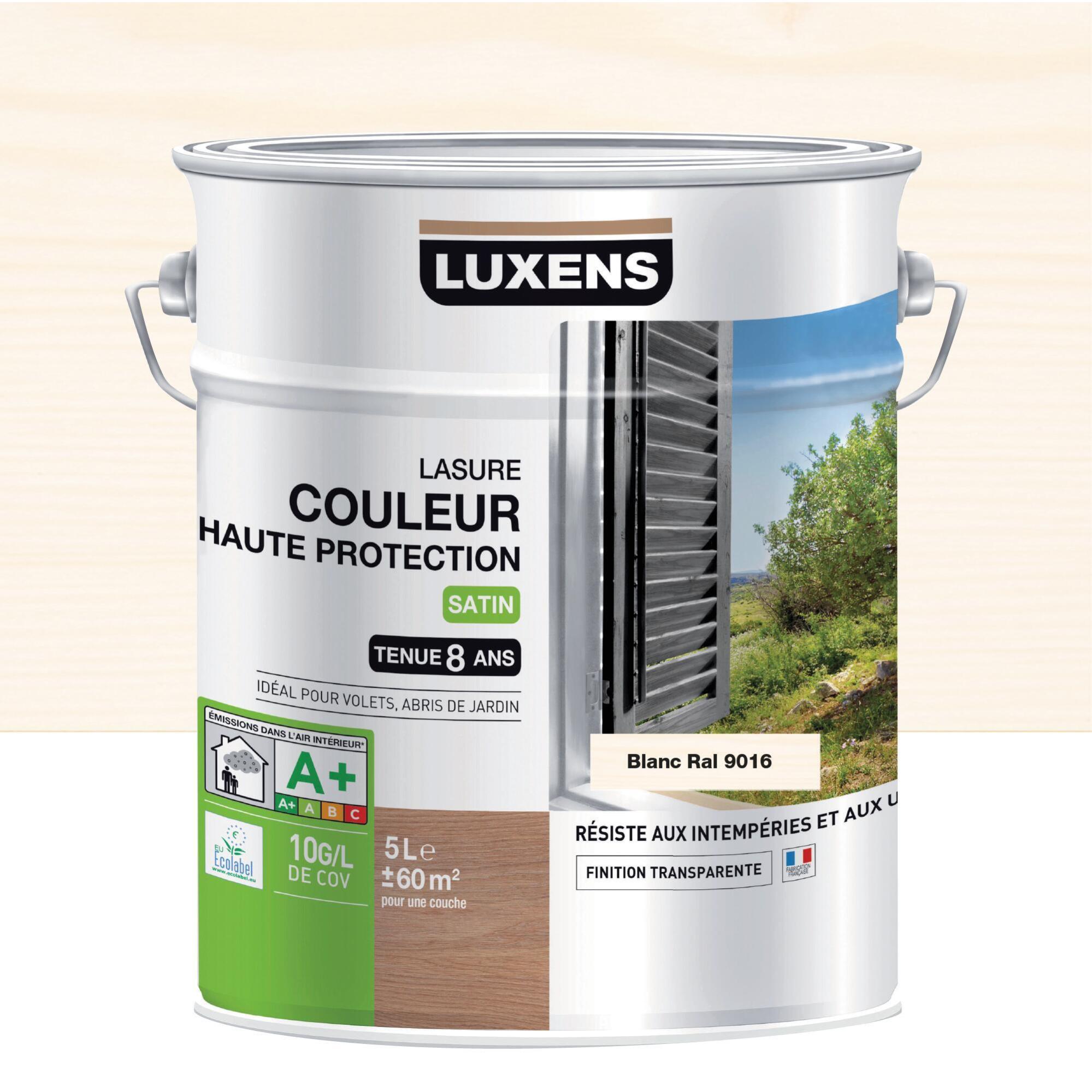 Lasure LUXENS Haute protection 8 ans blanc satiné 5 l Leroy Merlin