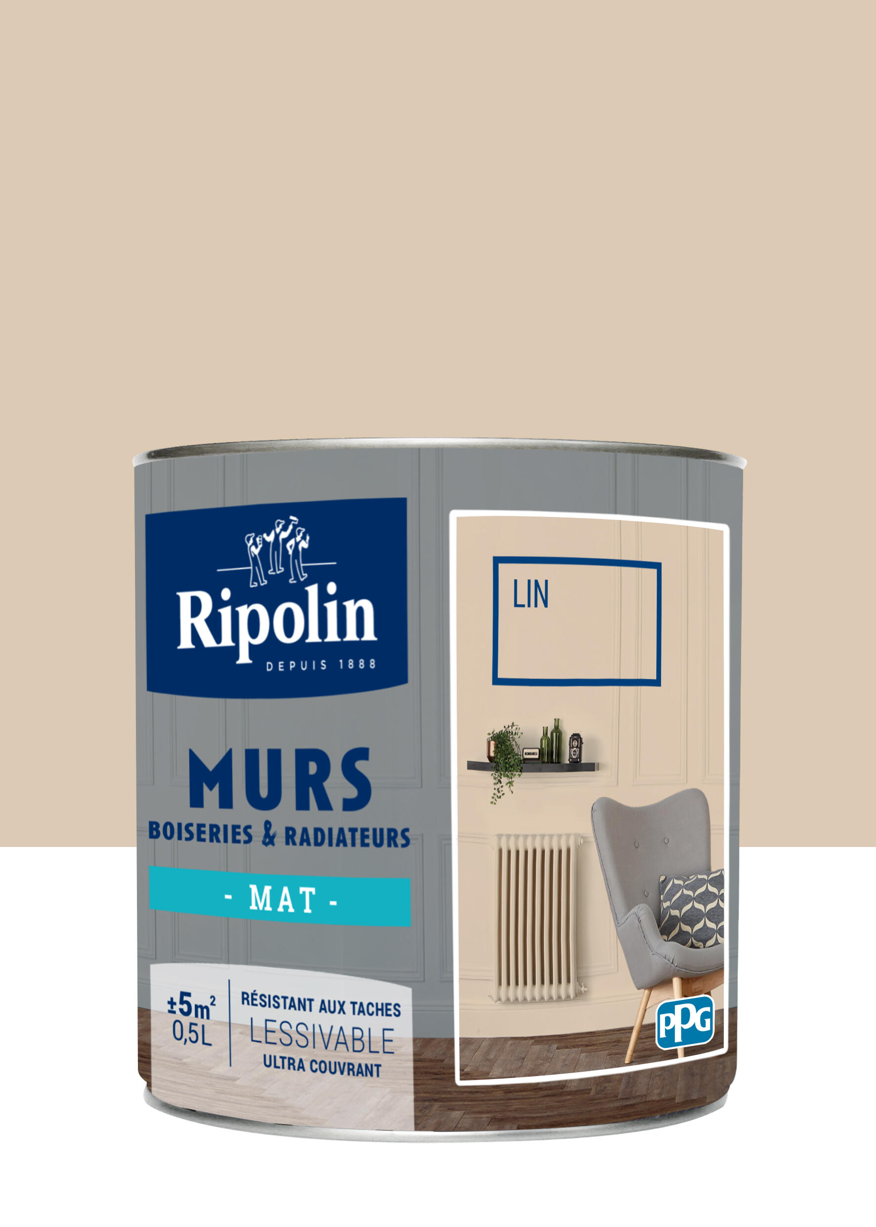 Peinture mur lin mat RIPOLIN Intérieur 0 5l Leroy Merlin