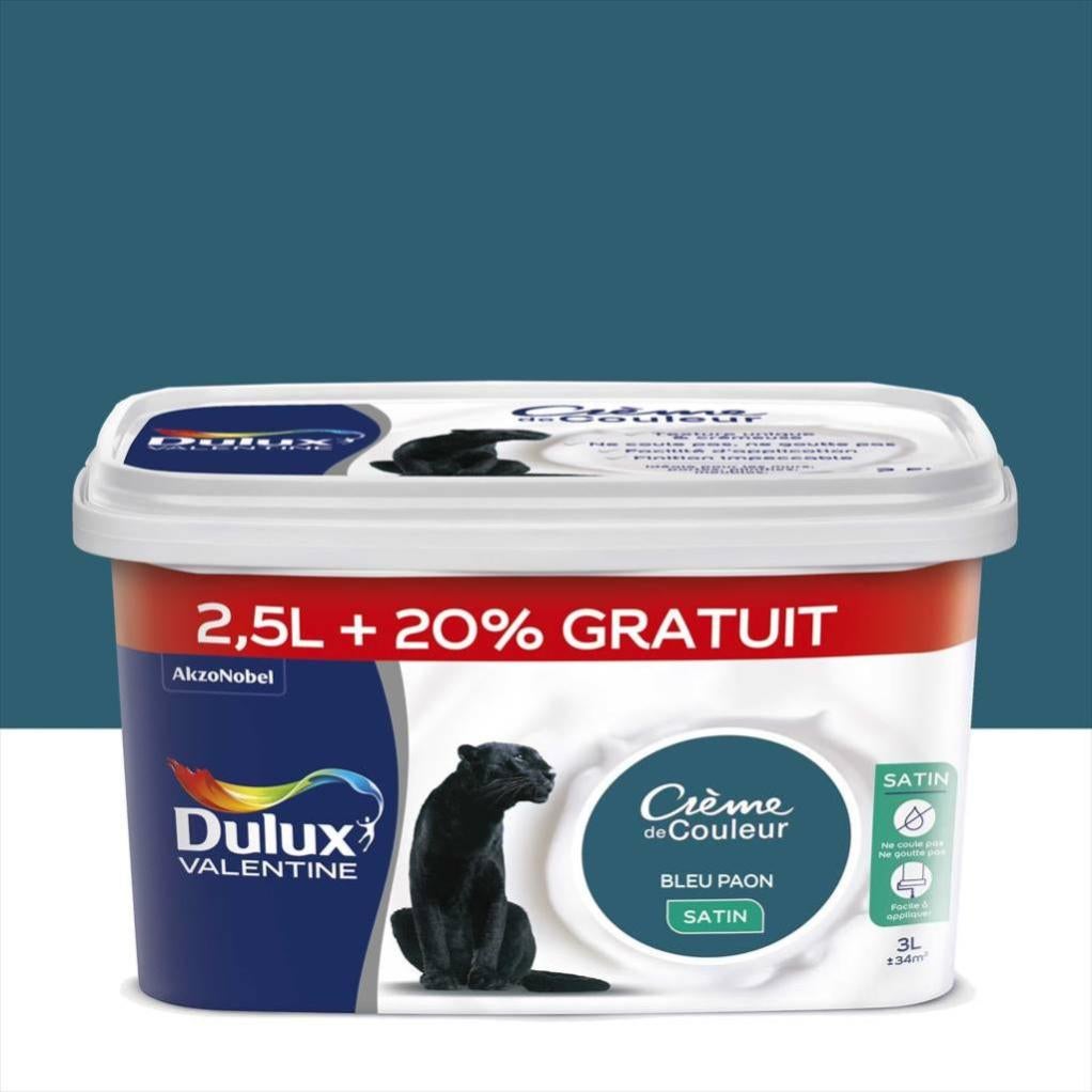 Peinture Mur Boiserie Cr Me De Couleur Dulux Valentine Bleu Paon Satin