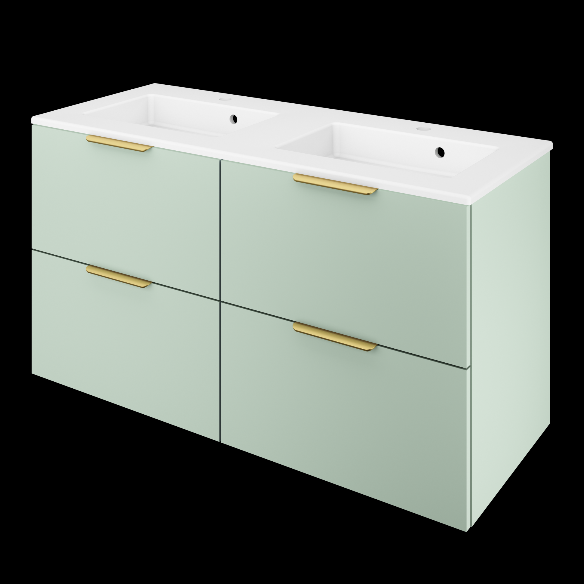 Meuble Double Vasque 4t L 120 X H 64 X P 48 Cm Vert Sage 5 Neo Line