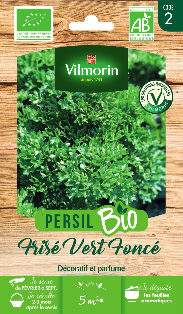 Graine aromatique persil frisé vert foncé bio VILMORIN 5 g Leroy Merlin