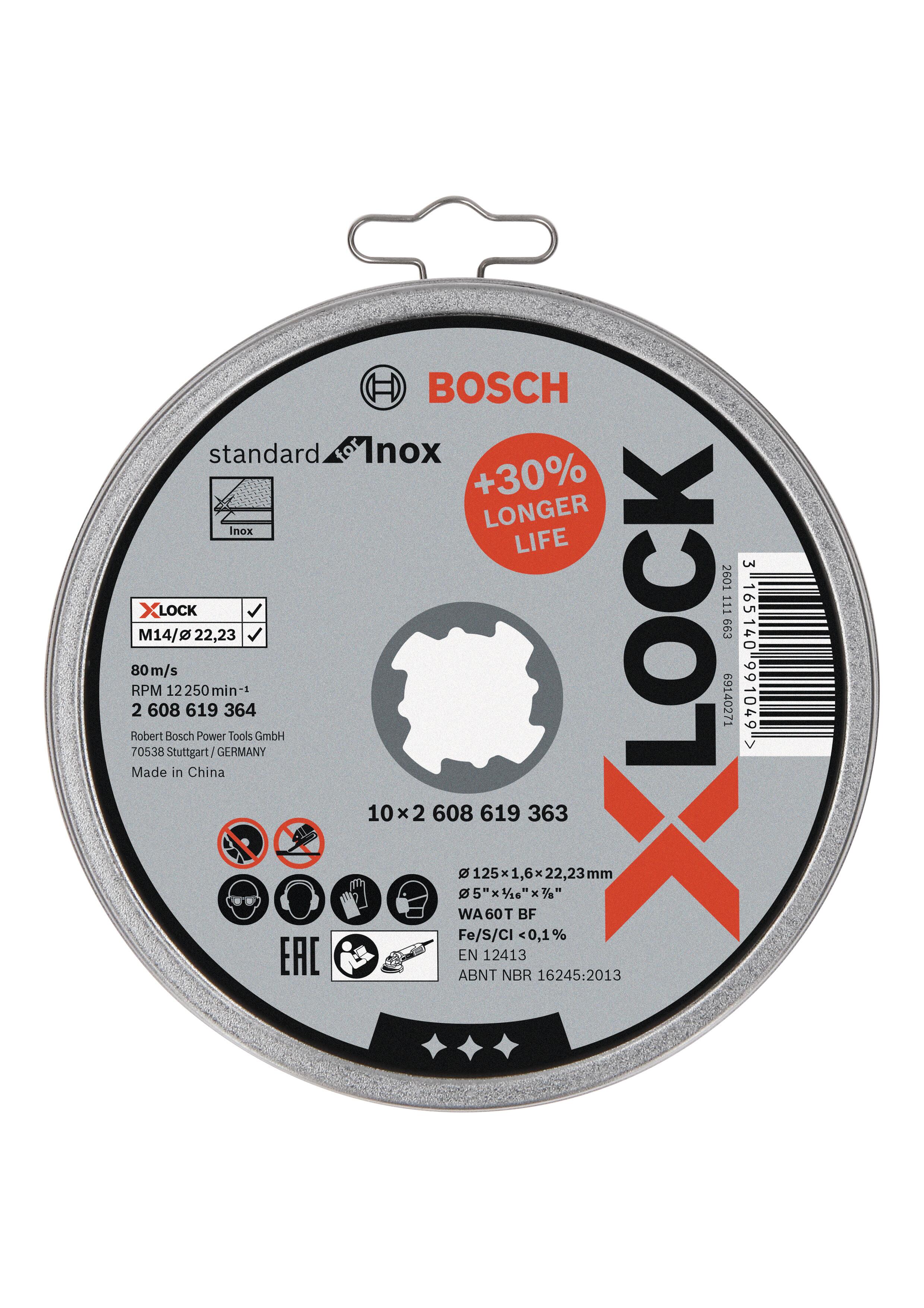 Disque à tronçonner X LOCK Standard pour inox BOSCH 125 x 1 6 mm