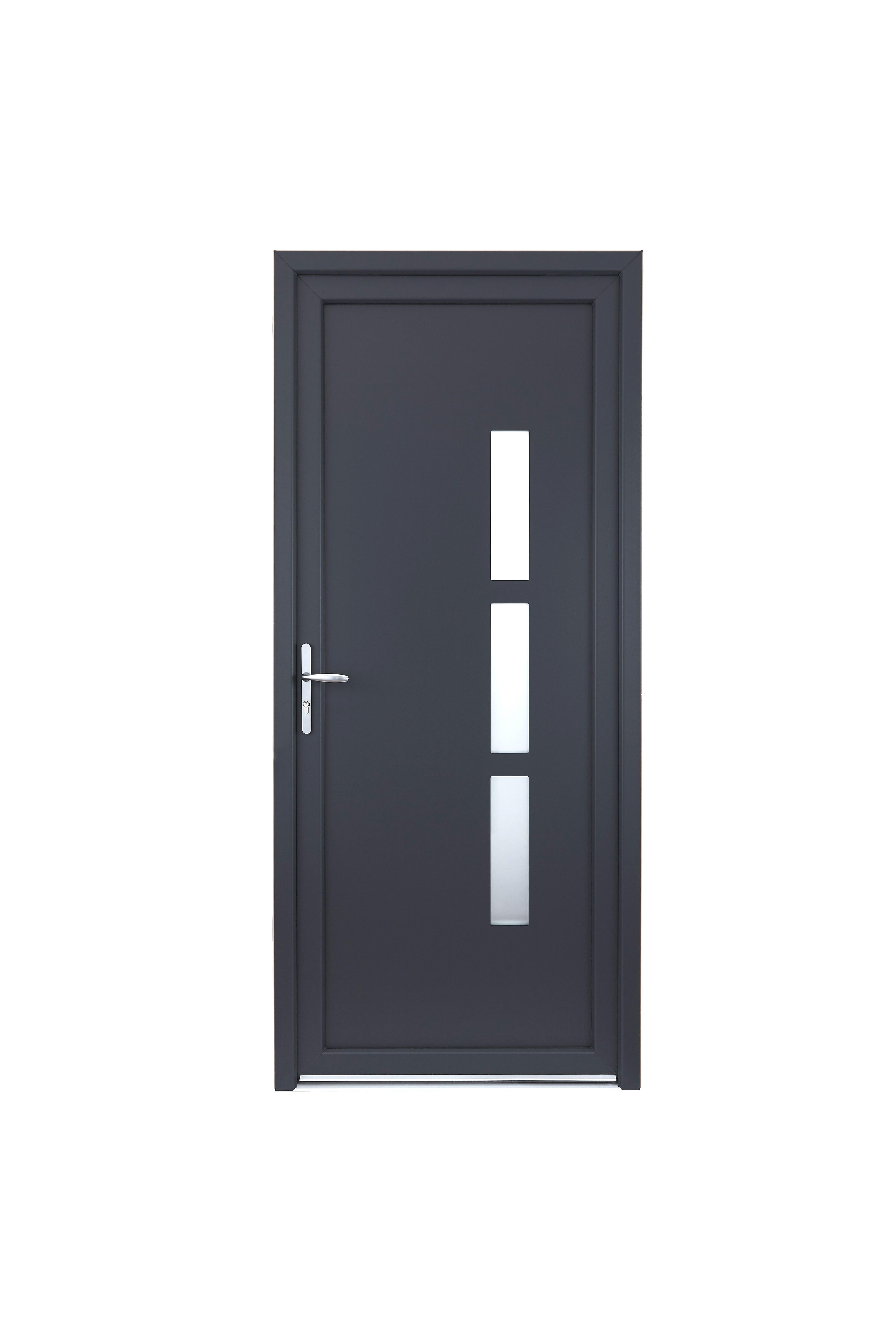 Porte D Entr E Pvc Primo Manhattan H X L Gris Poussant Droit