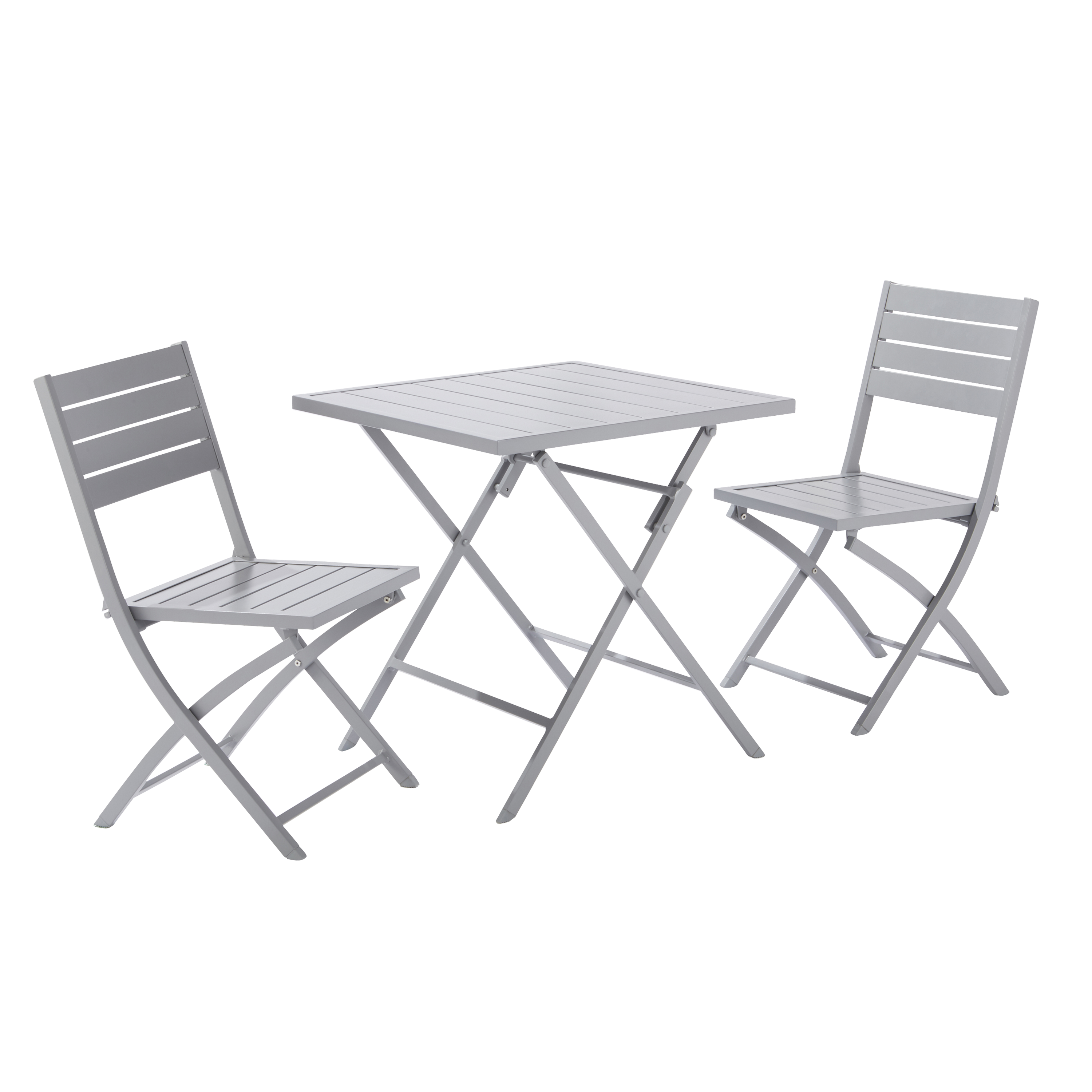 Lot table carrée pliante et 2 chaises NATERIAL Xara II en aluminium