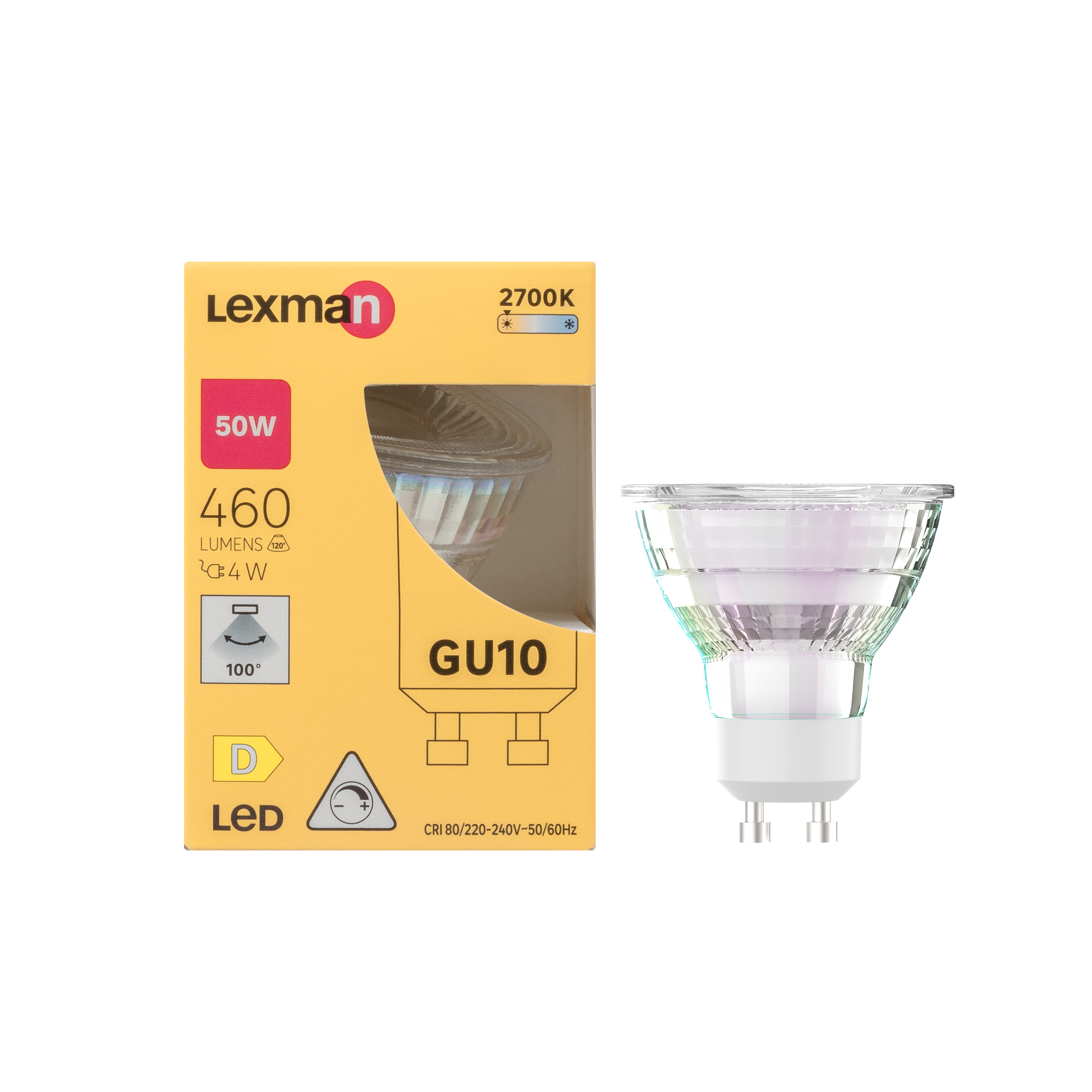 Ampoule led réflecteur GU10 460lm 50W blanc chaud dimmable LEXMAN