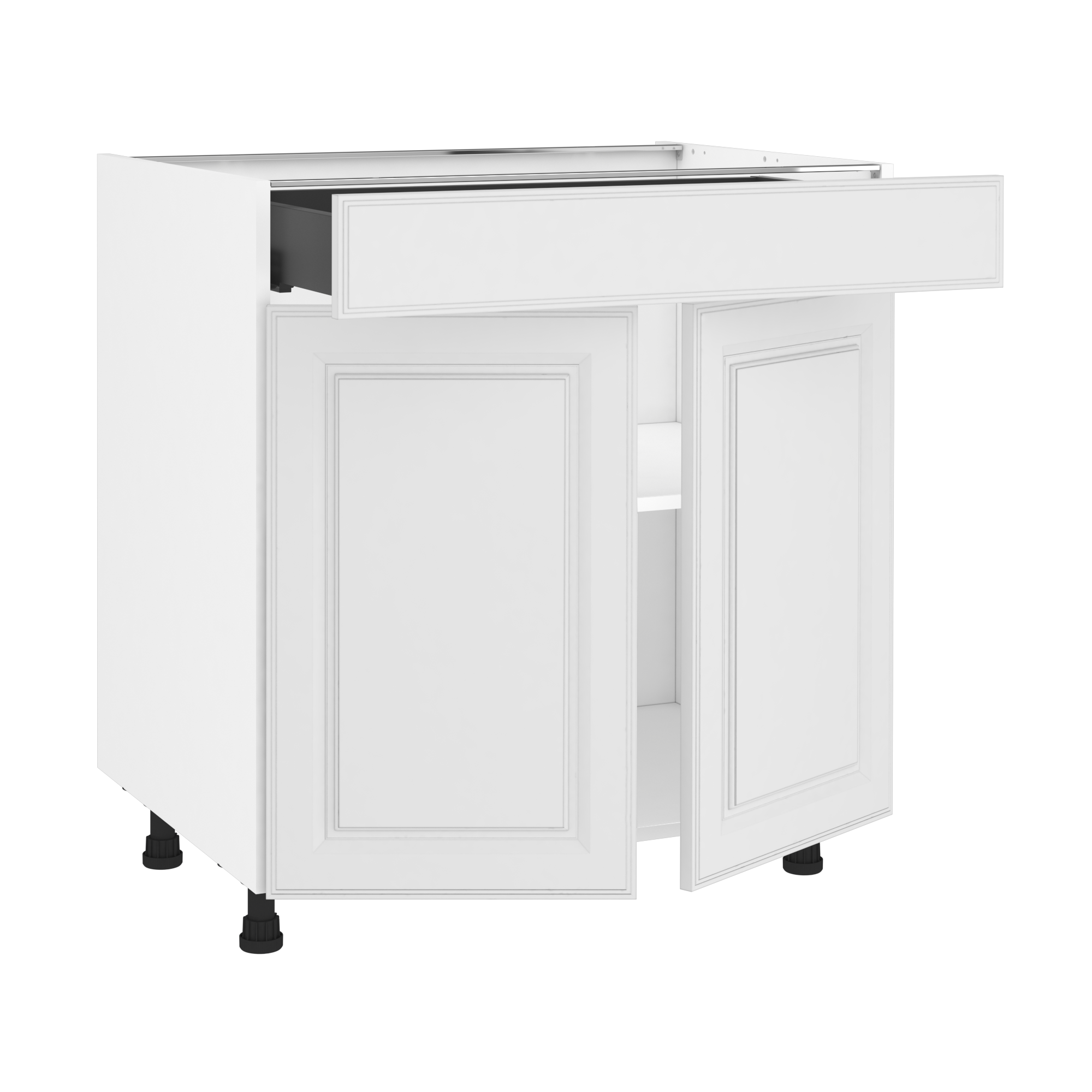 Meuble Bas De Cuisine Oxford Blanc Porte Et Tiroirs H Xl