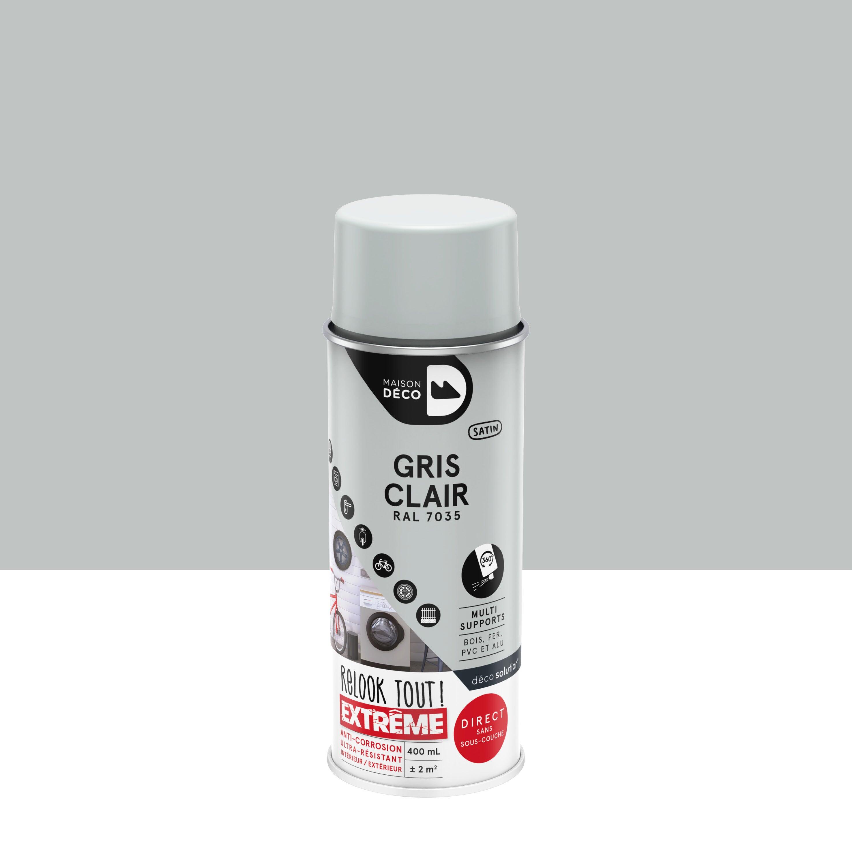 Bombe de peinture Relook tout extrême MAISON DECO gris RAL 7035 satiné