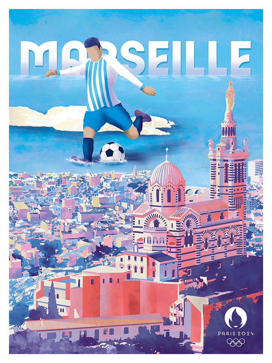 Affiche Jo Officiel Marseille Multi Couleurs Editor L X H Cm