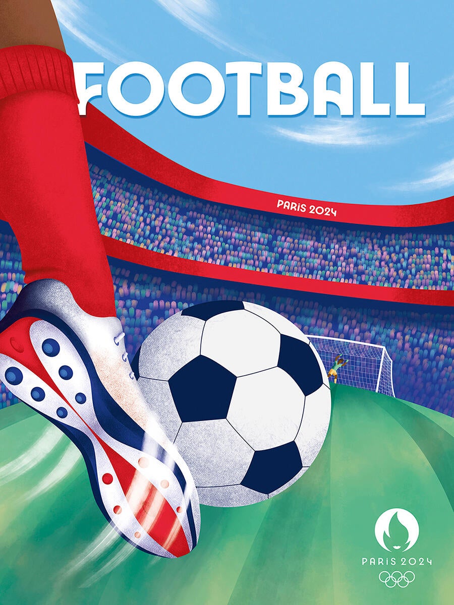 Affiche Jo Officiel Football Multi Couleurs Editor L X H Cm