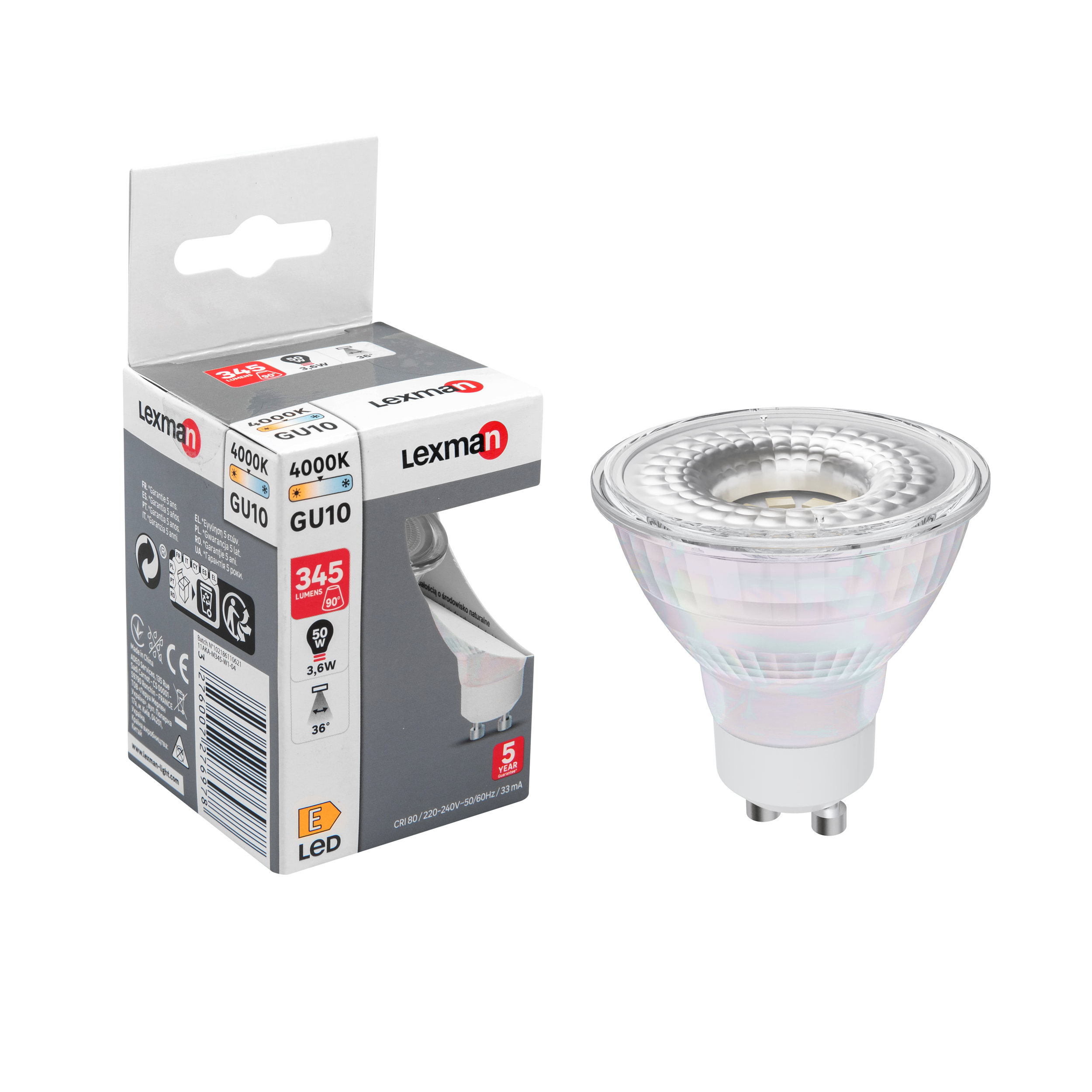 Żarówka LED GU10 3 6 W 50 W 345 lm Neutralna biel Lexman Leroy Merlin