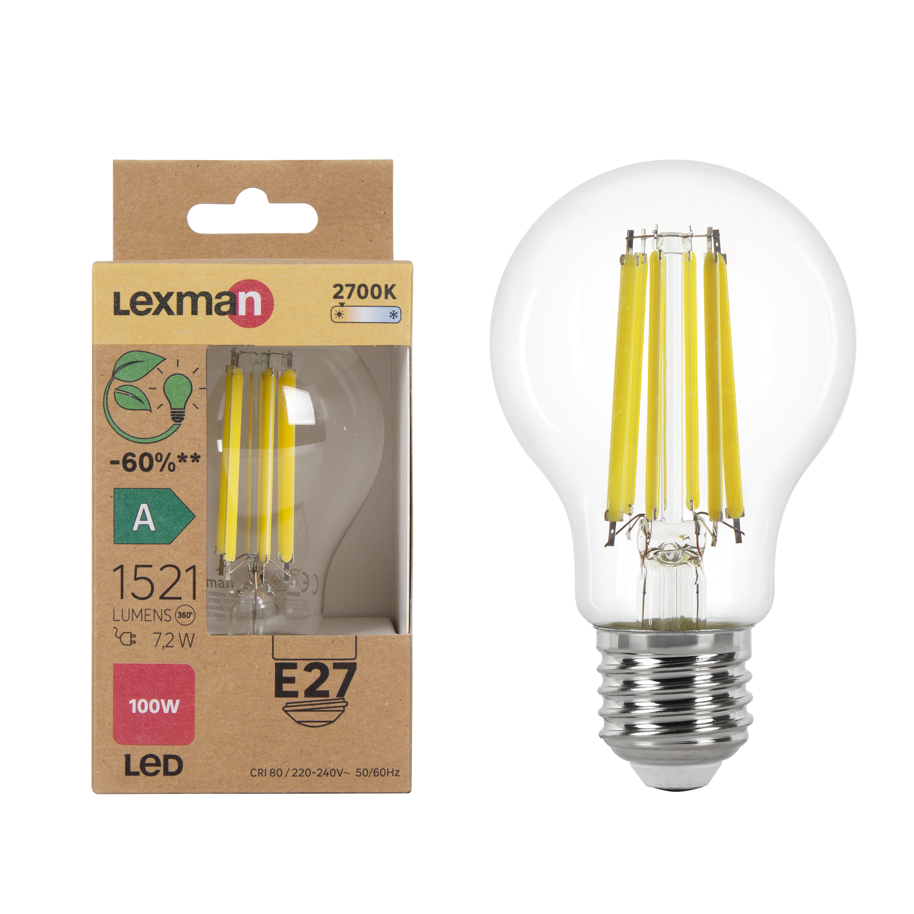 Żarówka LED E27 7 2 W 1521 lm Ciepła biel Lexman Leroy Merlin