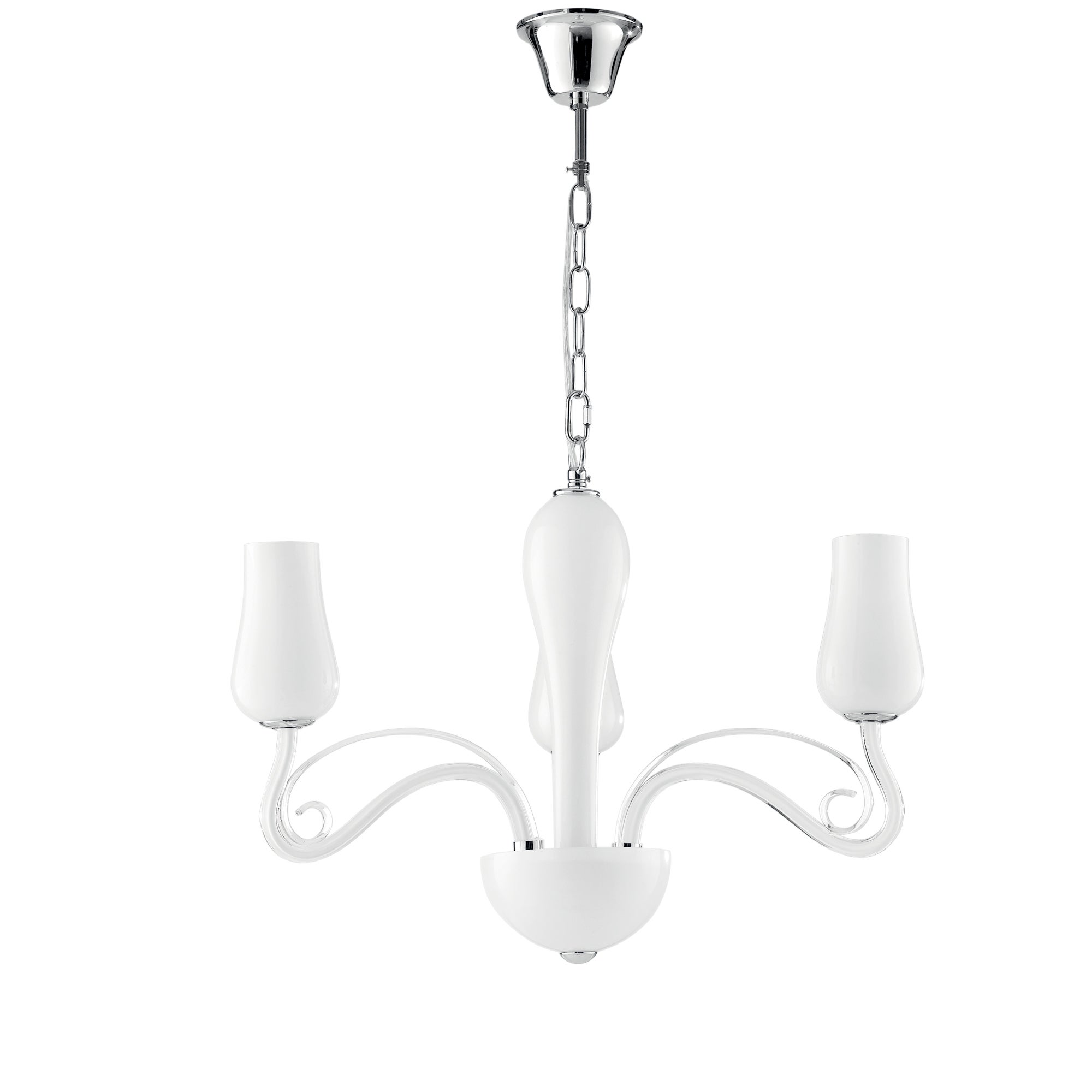 Angel Suspension En Verre Blanc Trois Lumi Res Avec D Tails Chrom S