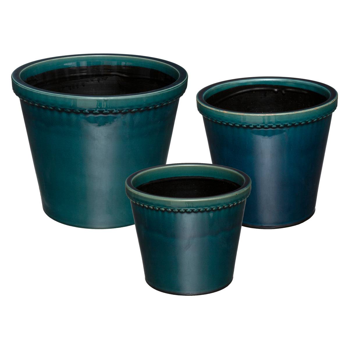 Set de 3 pots Folk céramique bleu canard Atmosphera créateur d