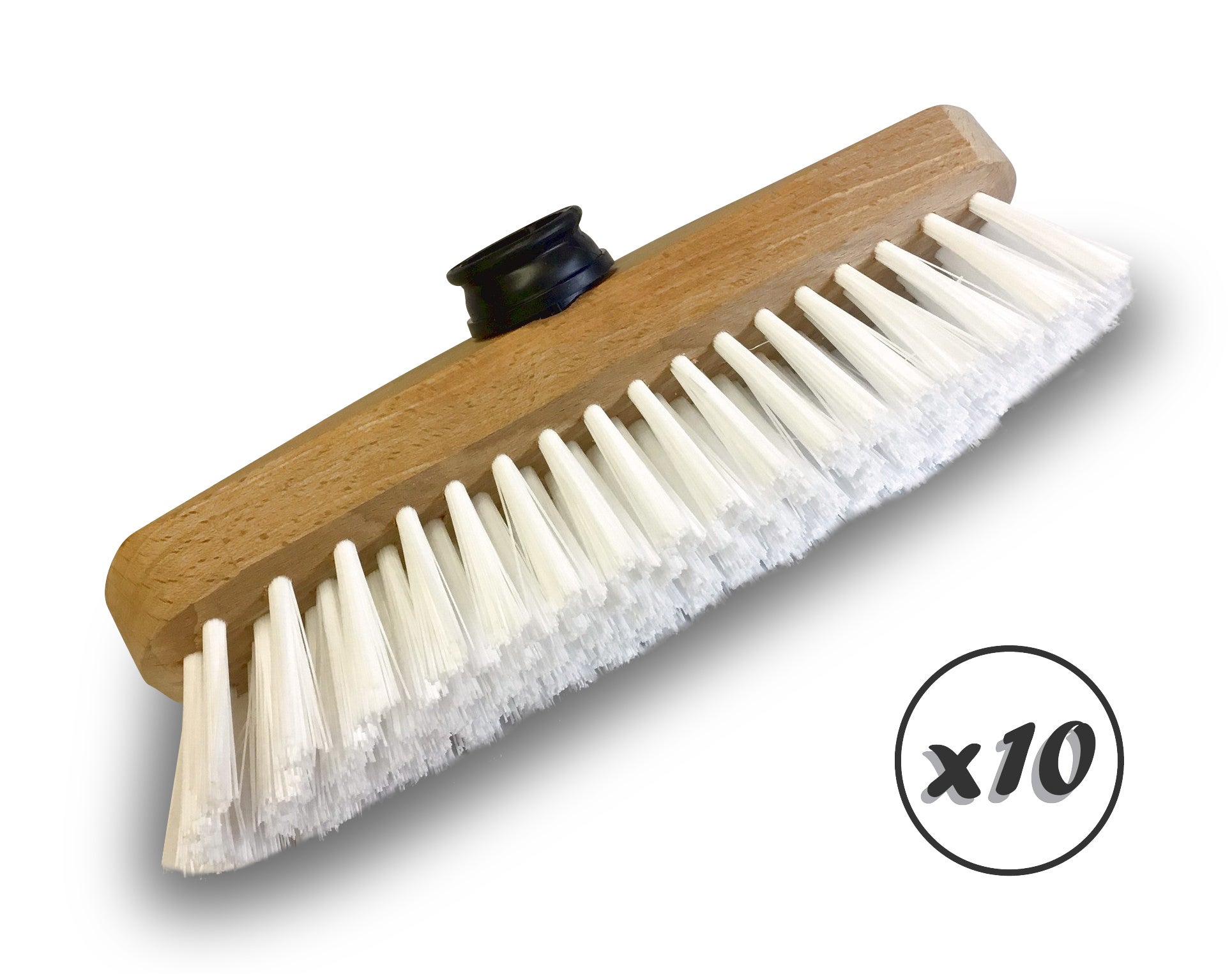 Balai Brosse Lave Pont 22 Cm En PPL Blanc Lot De 10 Monture Bois