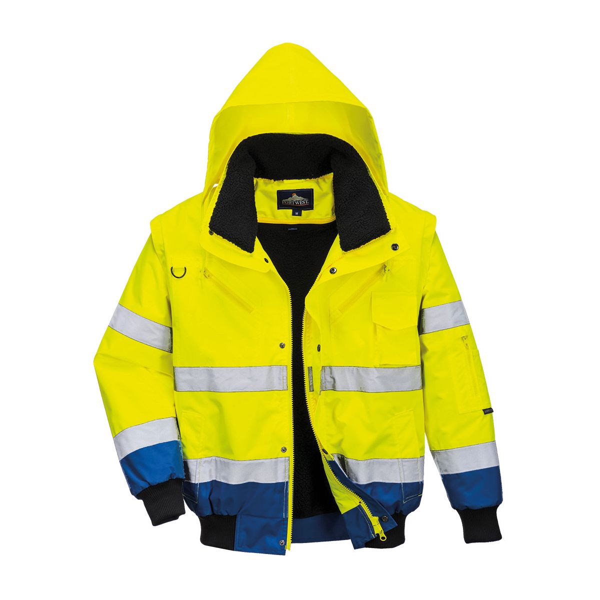 Blouson Haute Visibilité 3 en 1 manches amovibles bicolore Jaune et