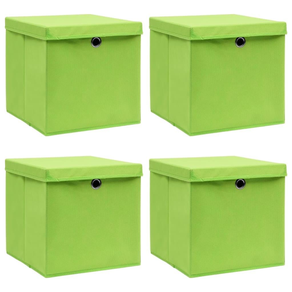 Bo Tes De Rangement Avec Couvercles Pcs Vert X X Cm Tissu Vidaxl