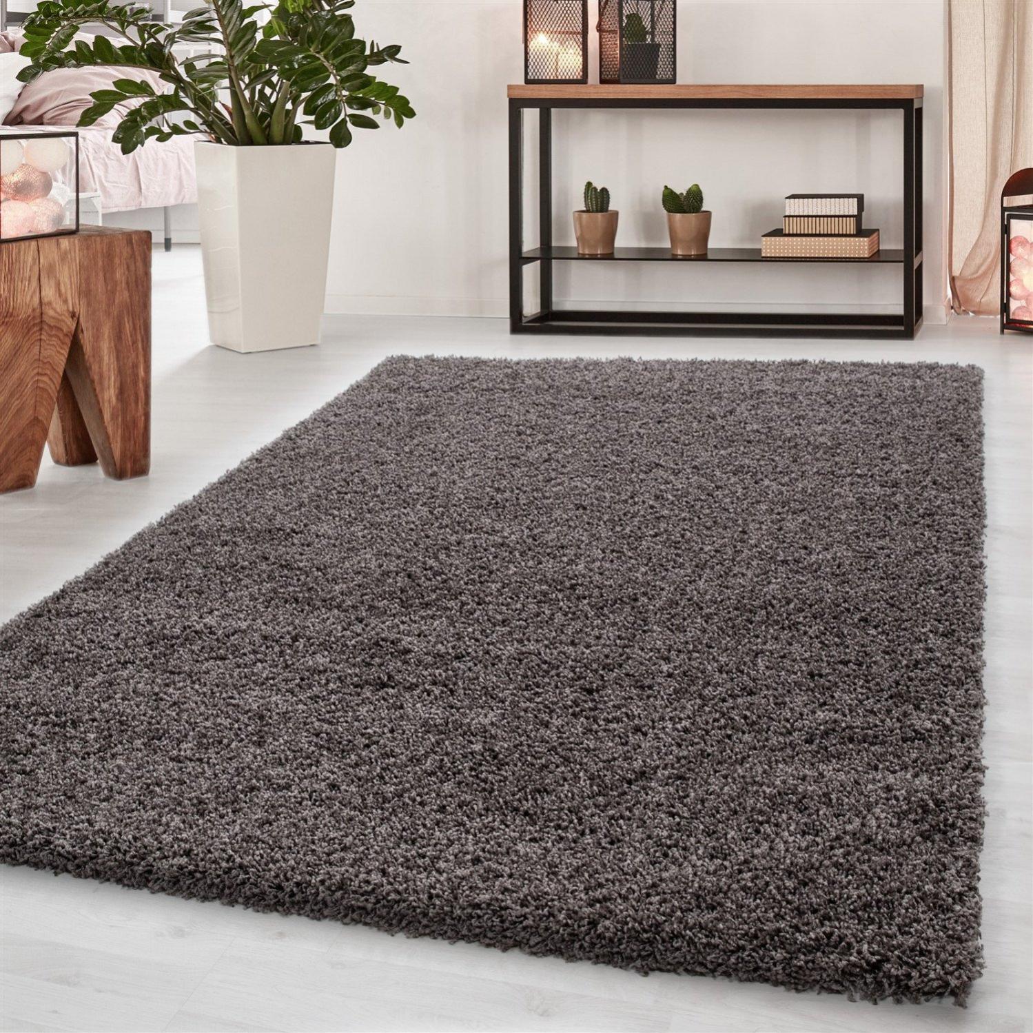 SHAGGY Tapis Uni à poils longs Taupe 200 x 290 cm Leroy Merlin