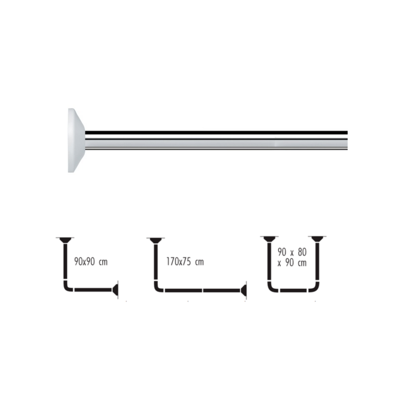 Spirella Barre tringle pour rideau de douche d angle modulable à fixer