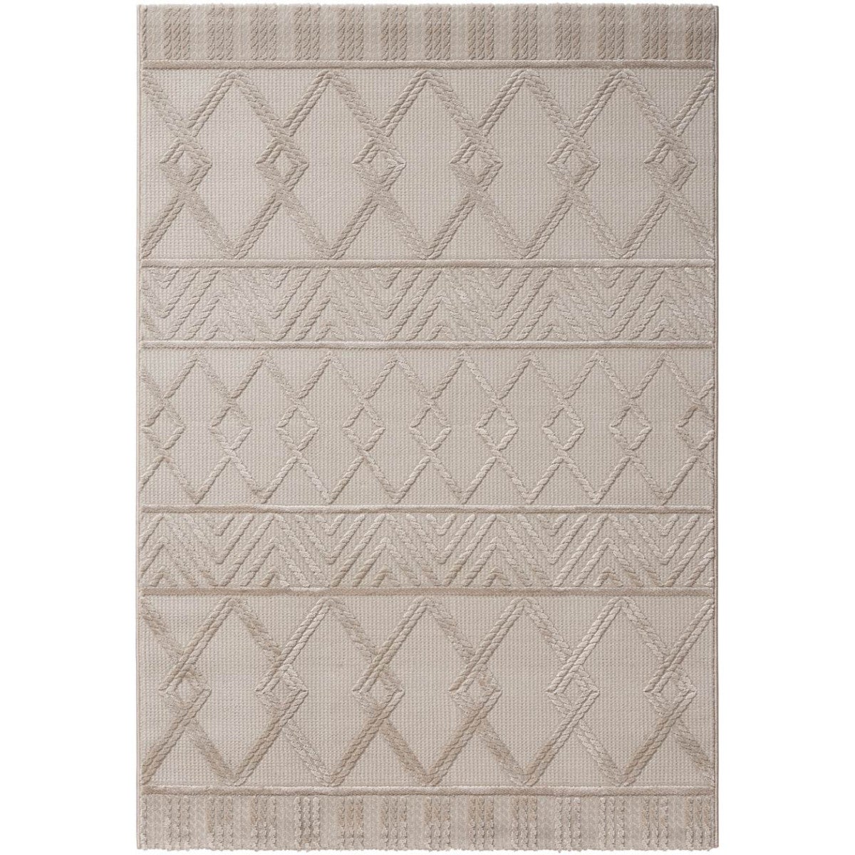 Tapis géométrique design en polyester Beige 80x300 GAND Leroy Merlin