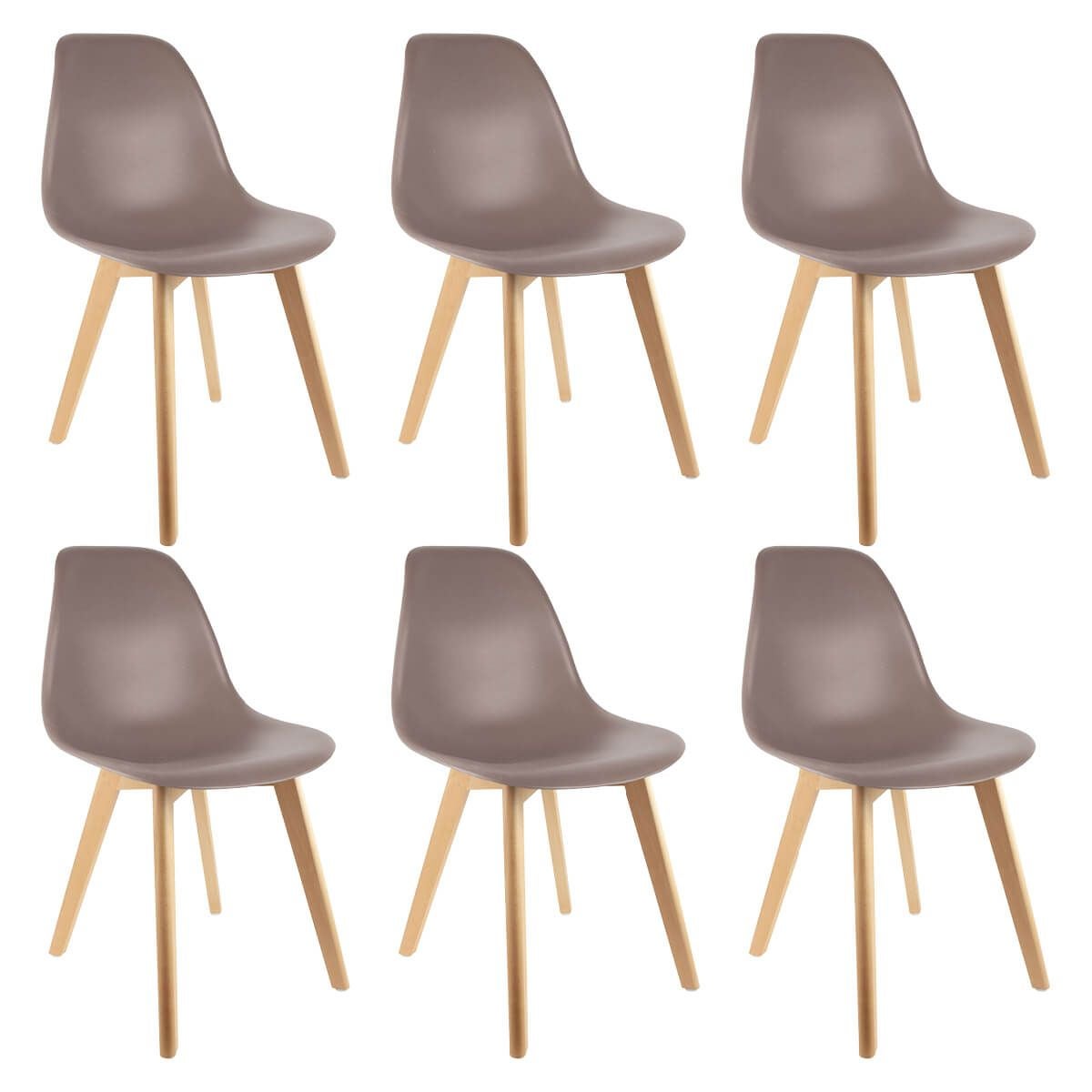 MELYA Lot De 6 Chaises Scandinaves Taupe Leroy Merlin