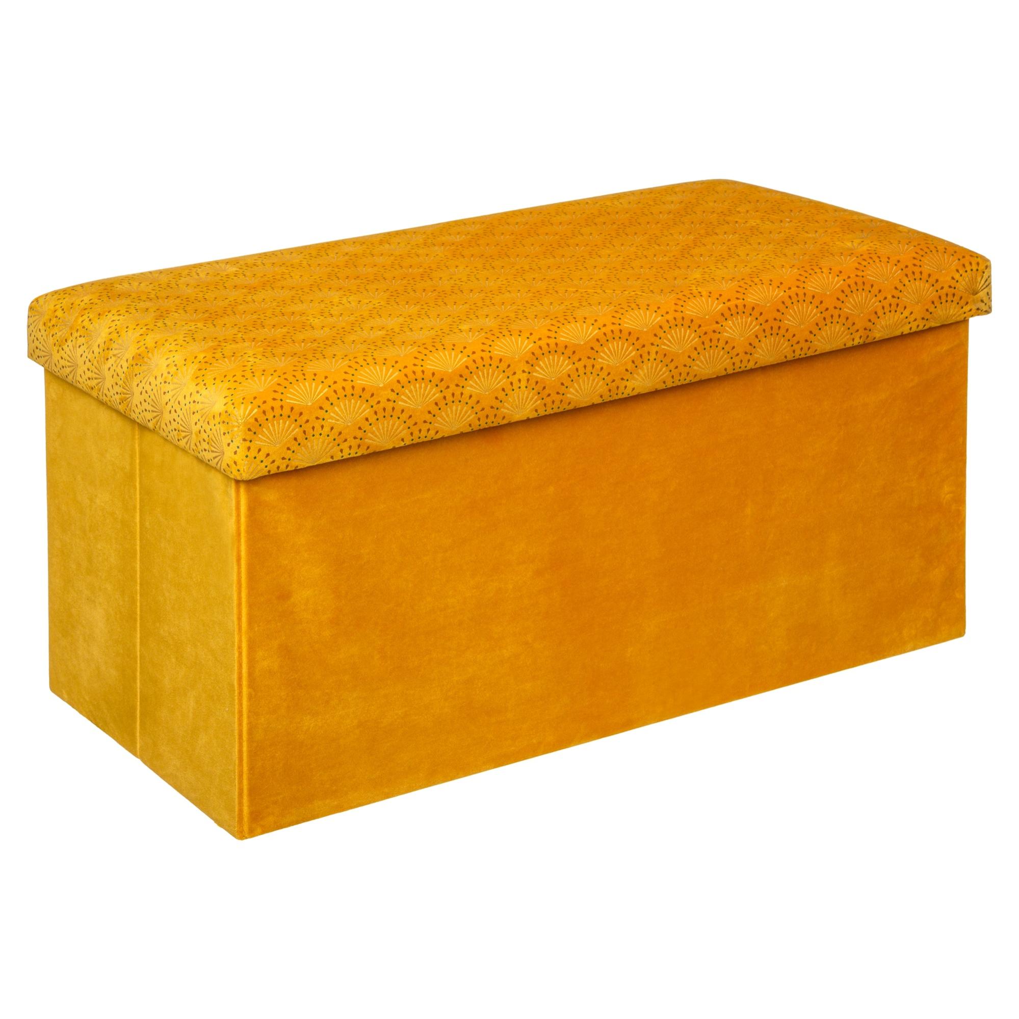 Pouf Pliable Double Velours Liam Jaune Ocre Atmosphera Leroy Merlin