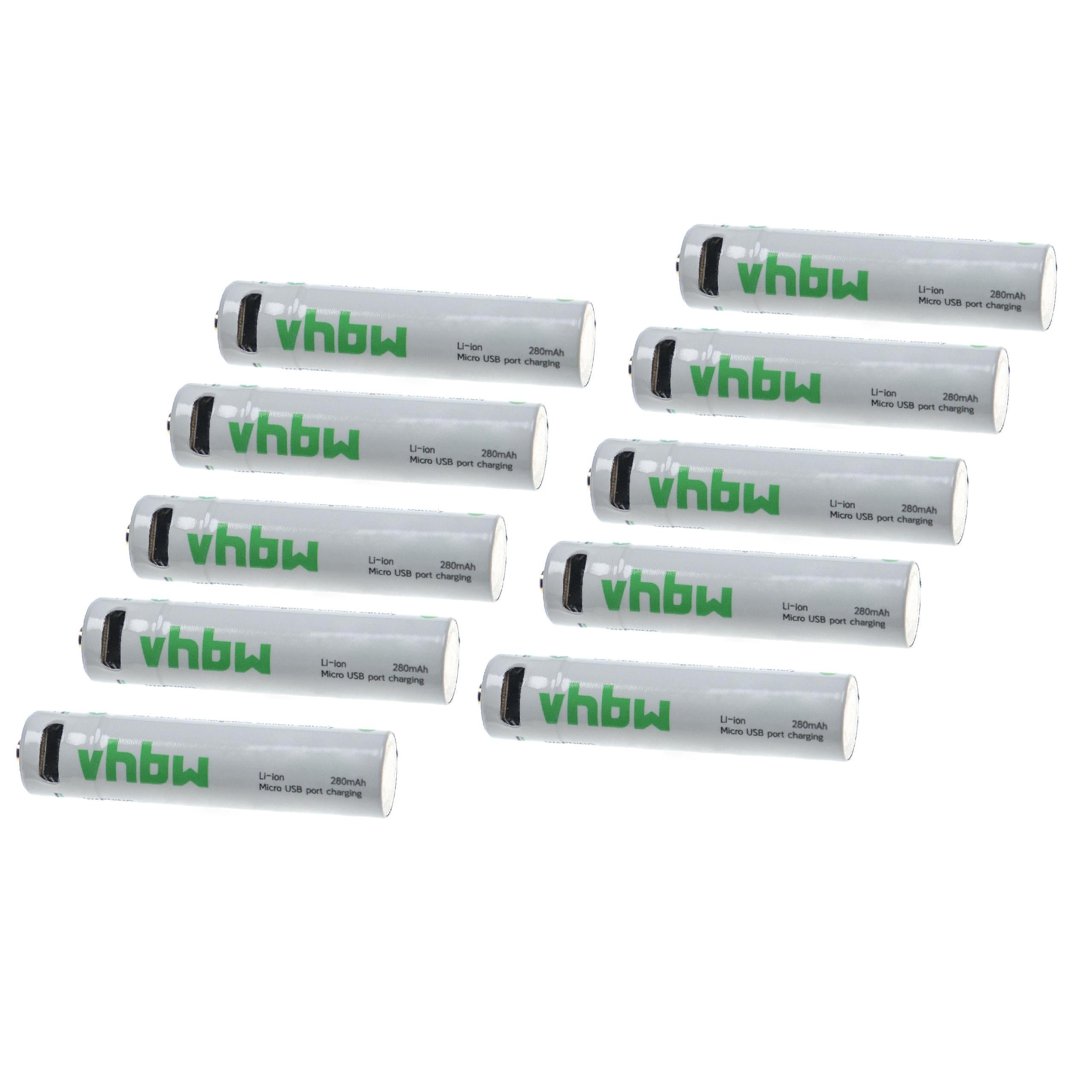 Vhbw X Piles Rechargeables Aaa Micro Avec Prise Micro Usb Mah