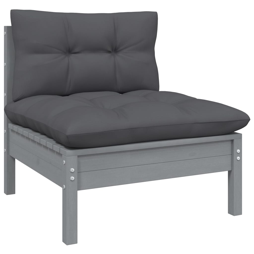 Canap Central De Jardin Avec Coussins Anthracite Gris Pin Vidaxl