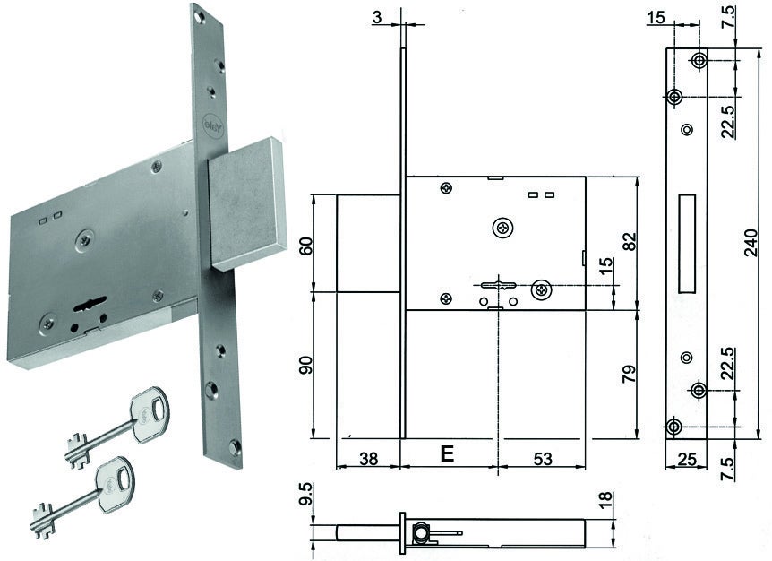 Serratura Da Infilare Doppia Mappa Solo Catenaccio Y Td Mm Ka