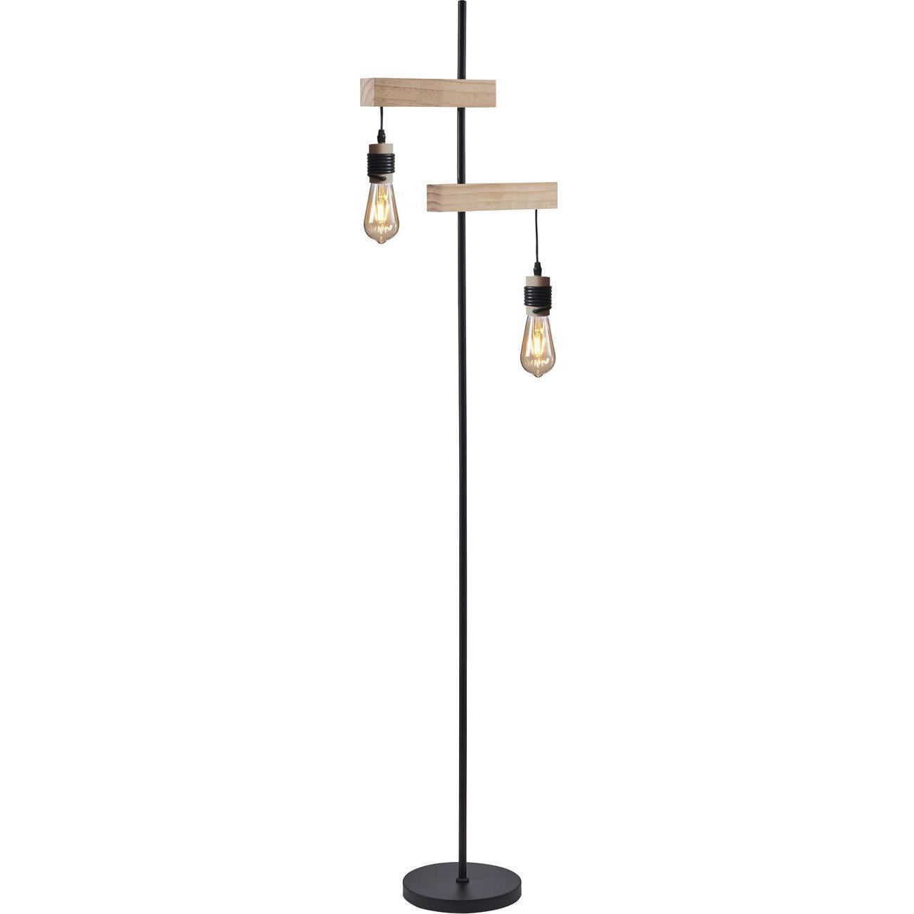 Lampadaire LUCIEN Noir Abat Jour Metal Noir Pieds Metal Noir Leroy