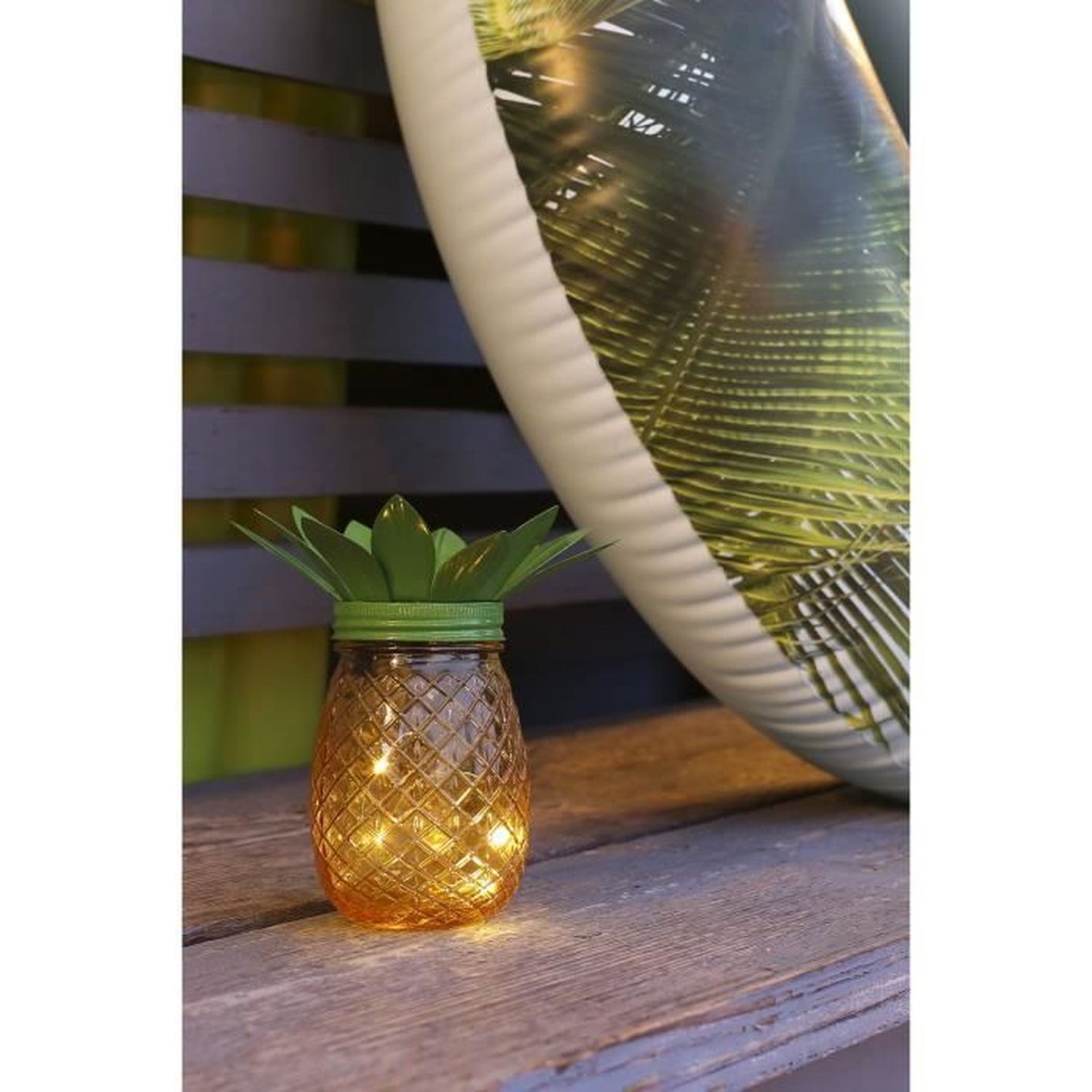 Lampe solaire Ananas GALIX Métal Verre 5 LED 8h d éclairage