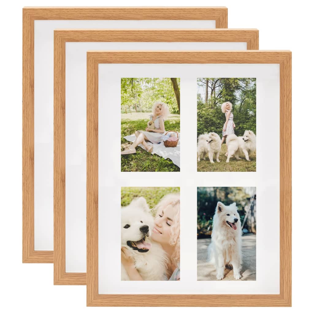 Cadres photo 3D 3 pcs Chêne 28x35 cm pour photos 4x 10x15 cm vidaXL