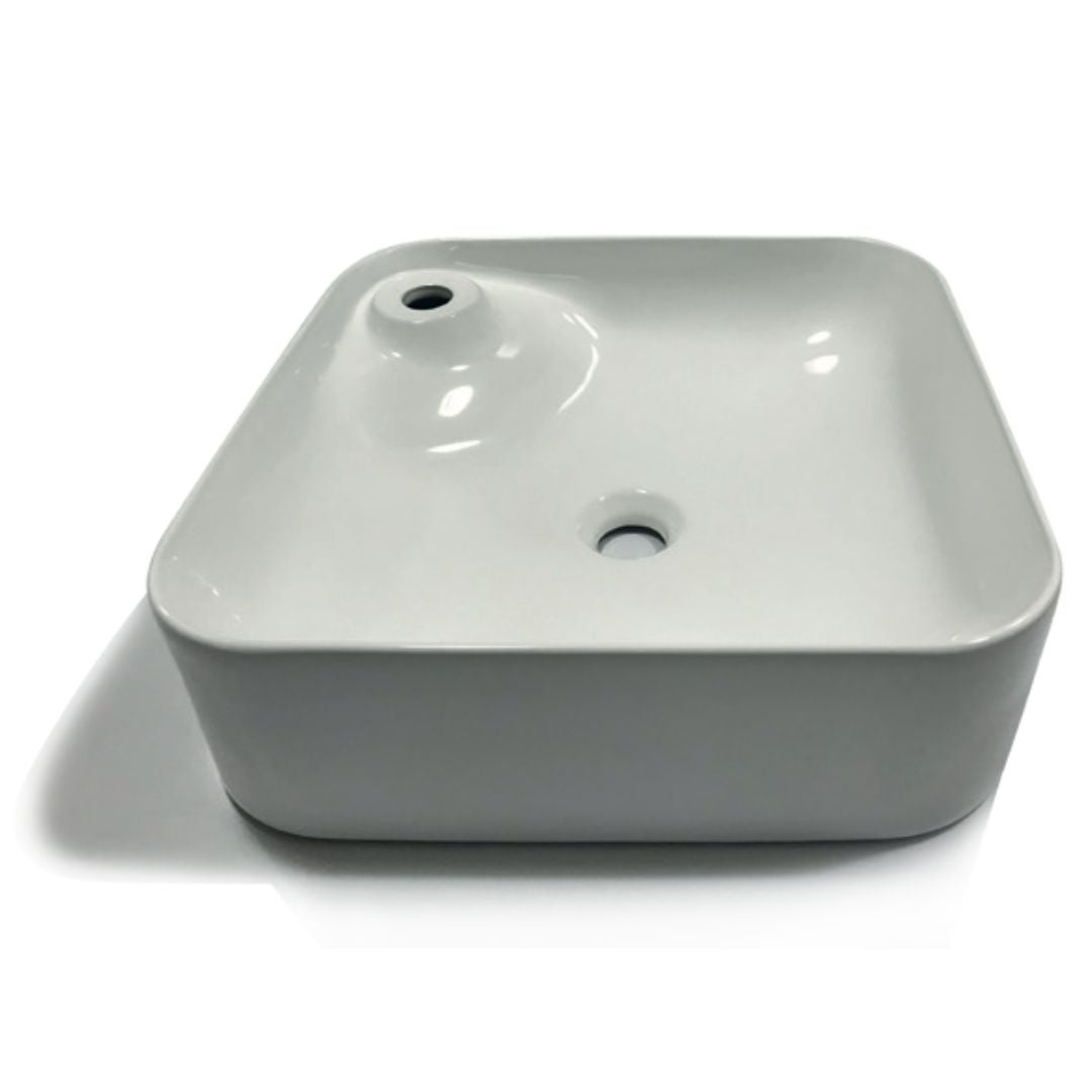 Lavabo Da Appoggio Ceramica Bianco Quadrato Lavandino Arredo Bagno