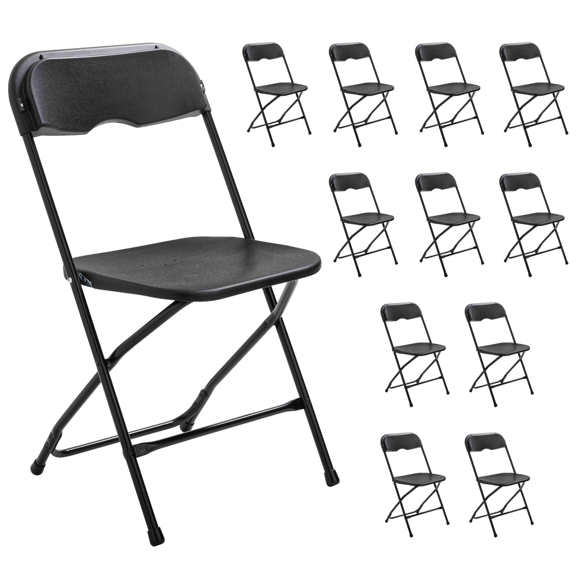 Ensemble de 12 chaises pliantes noires réception jardin Leroy Merlin