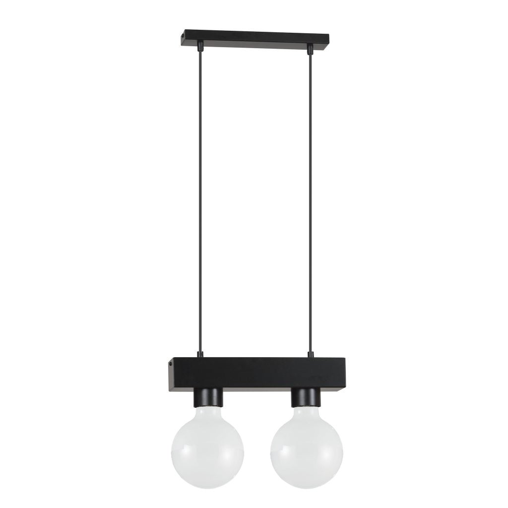 LUMICOM BOSTON M Suspension 2XE27 max 42W métal noir mat 10X25cm