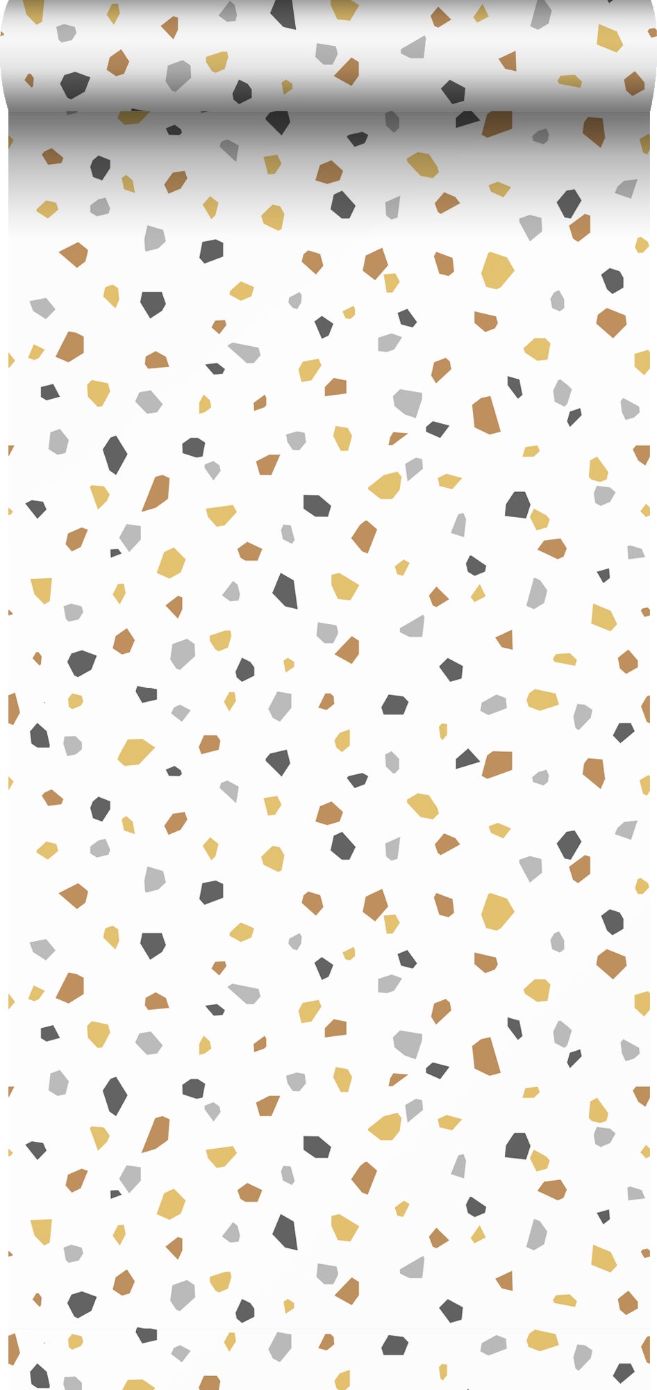 Carta Da Parati Terrazzo Bianco Giallo Ocra E Grigio 0 53 X 10 05 M