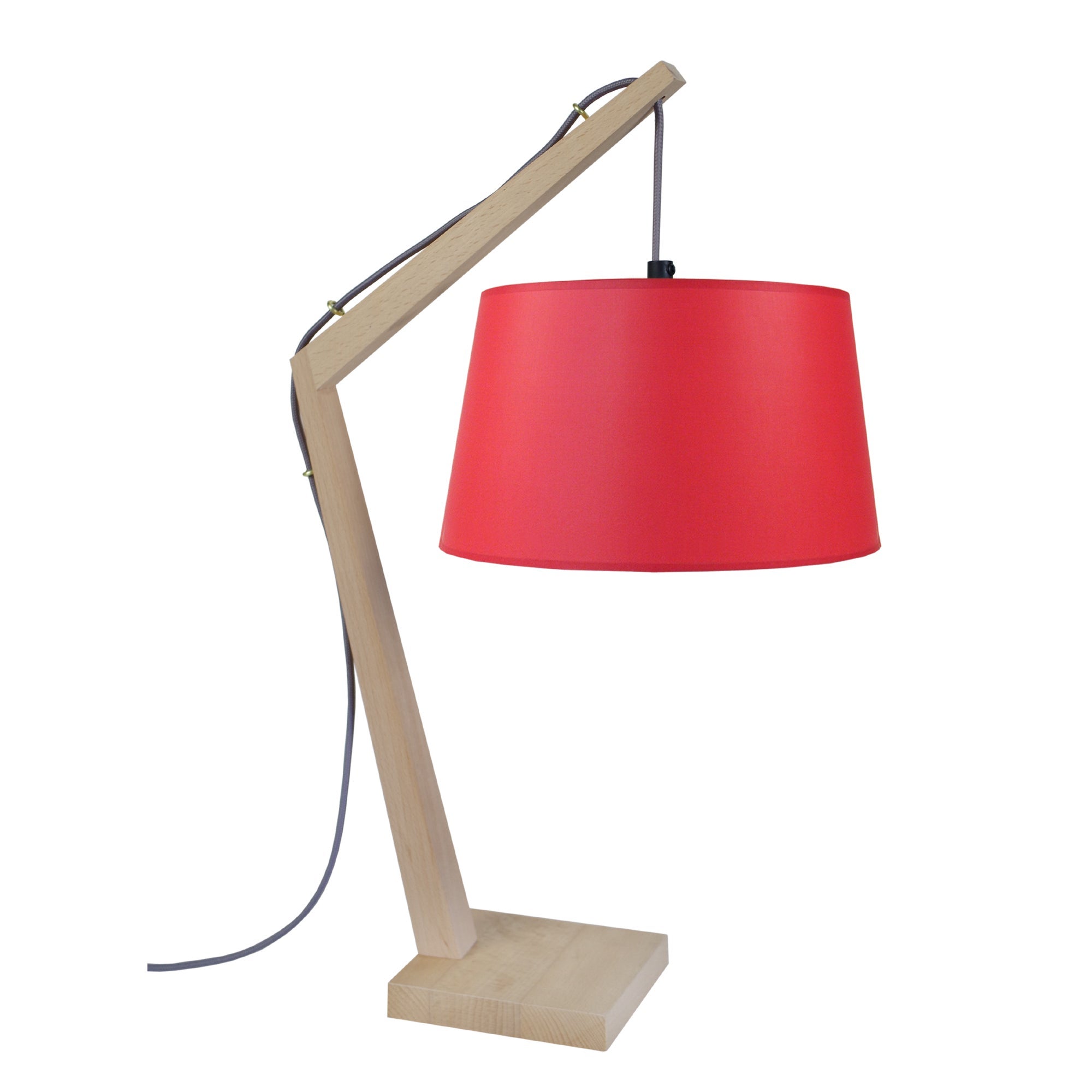 Kran Tambour Lampe De Chevet Arqu Bois Naturel Et Rouge Leroy Merlin