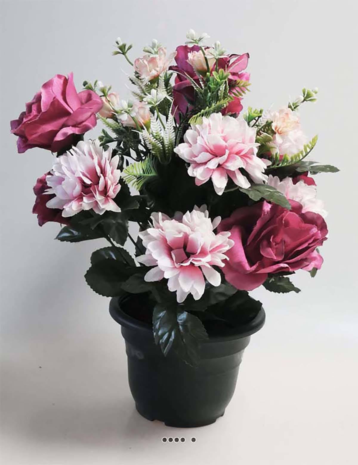 Fleurs Artificielles Pour Cimeti Re En Pot Roses Et Dahlias Pompons