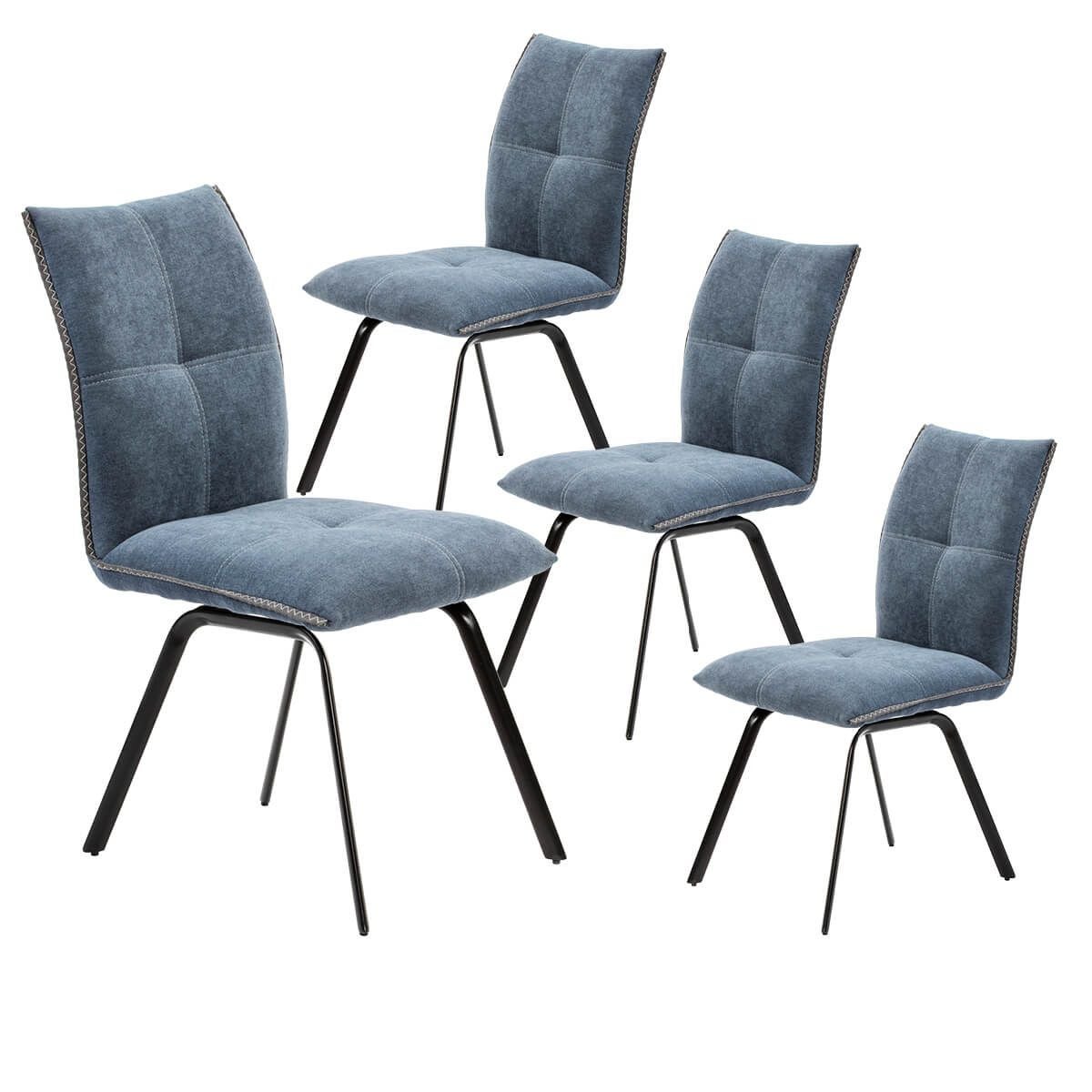 Adila Lot De Chaises Tissu Bleu Jean Et Pieds M Tal Leroy Merlin