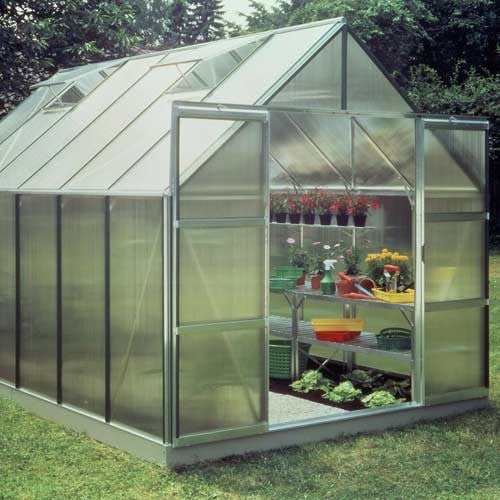 Serre polycarbonate Magnum 128 9 90 m² Couleur Forest green Base