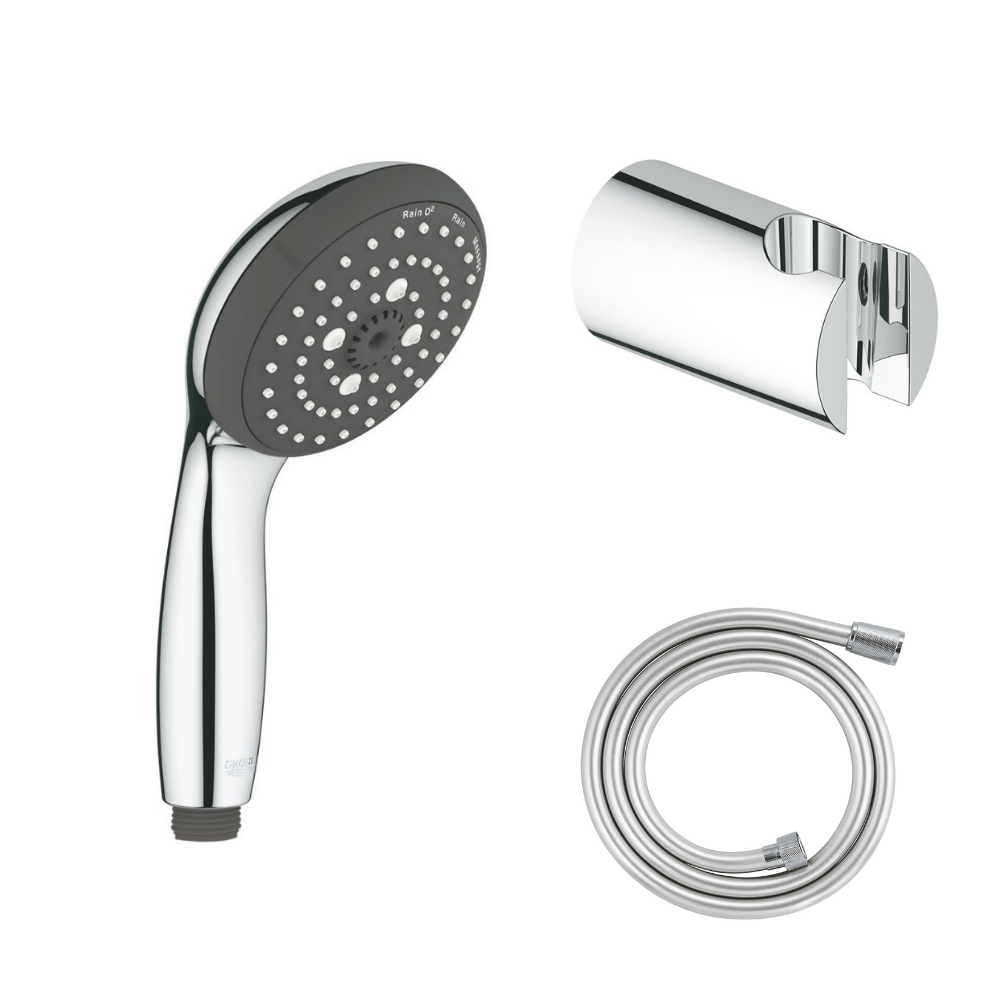 GROHE Douchette 3 jets Vitalio Start 100 chromé avec flexible 150 et