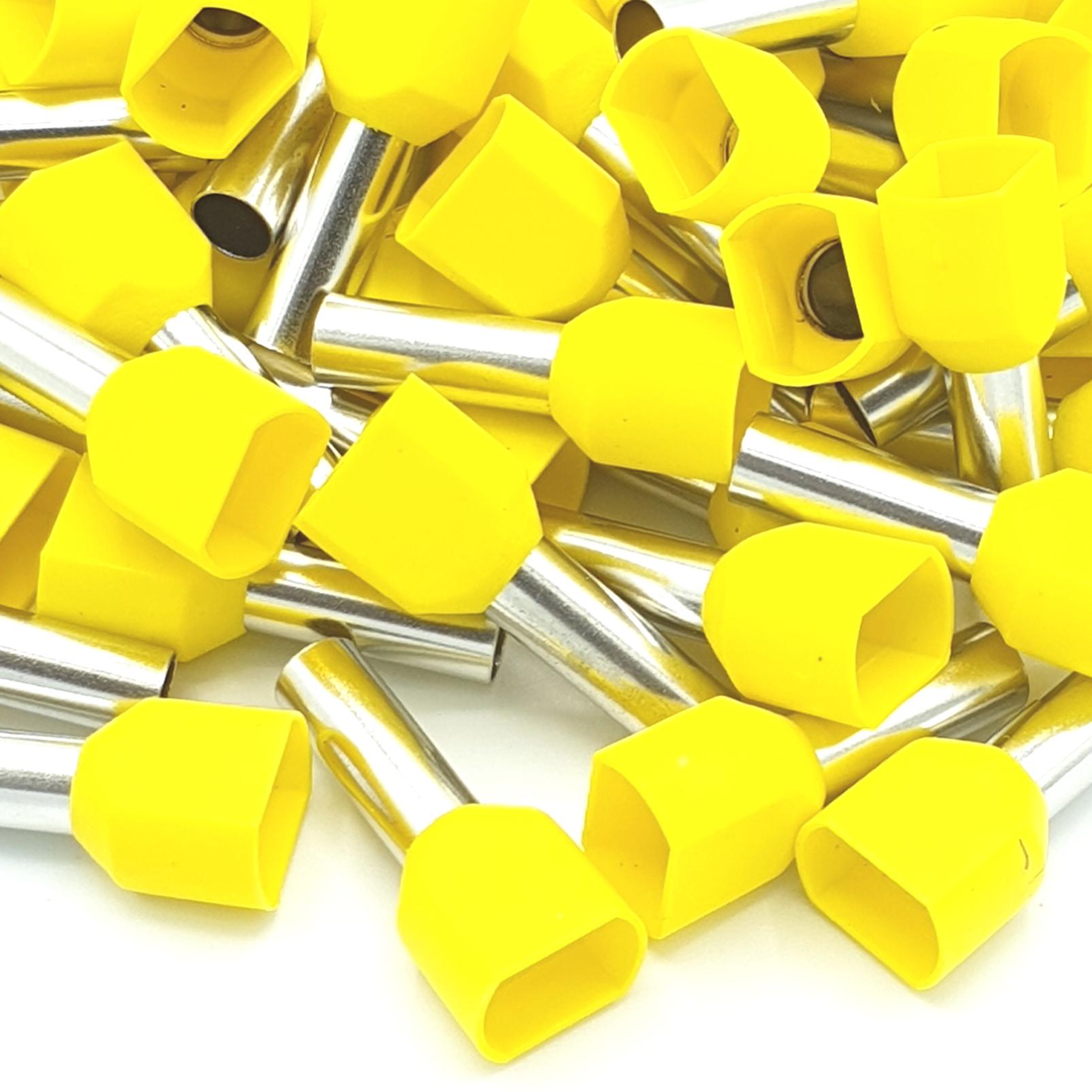 100pcs Cosses À Sertir Extrémité De Câble 6 mm Isolées Doubles Jaune