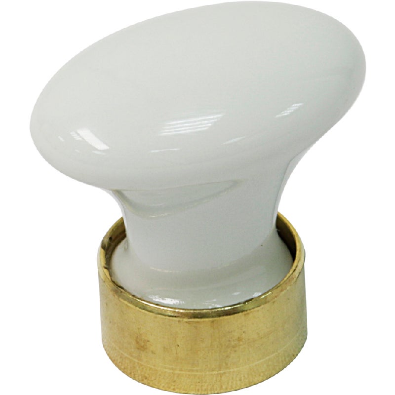 Bouton porcelaine ovale Hauteur 33 mm Décor Blanc Laitonné