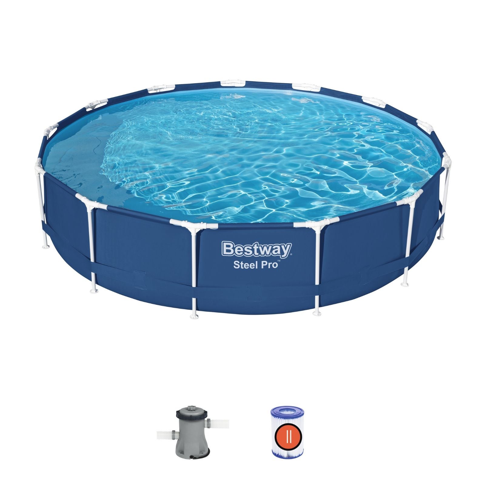 Bestway 5612E 5 Set Piscina Fuori Terra Steel Pro Rotonda Da 396x84 Cm