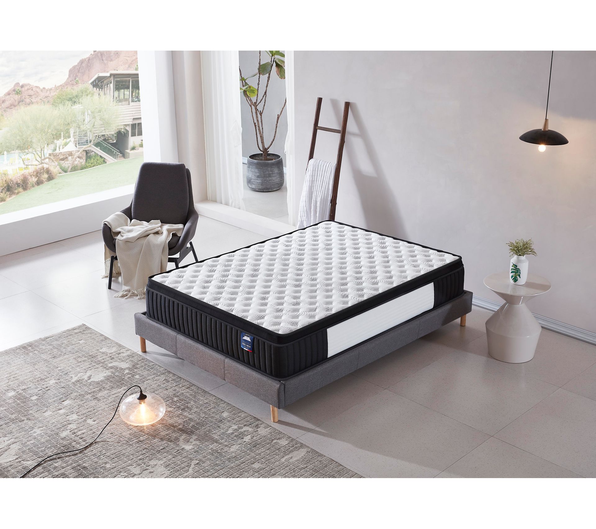 Ensemble matelas ressorts ensachés sommier 160x200cm Matelas 30cm d